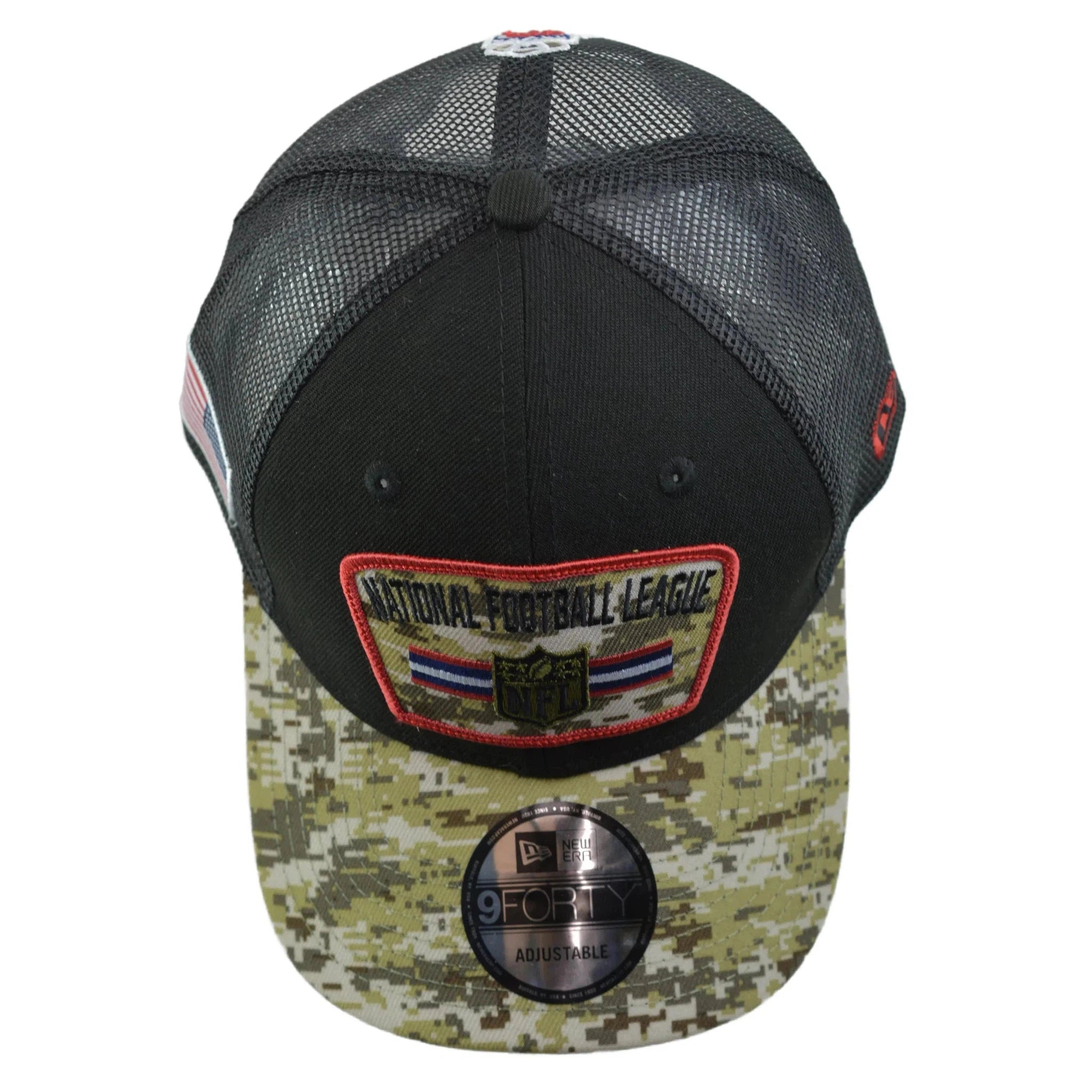 National Football League NFL New Era 940 Salute To Service Black/Camo Mesh Back Adjustable Men's Snapback Hat