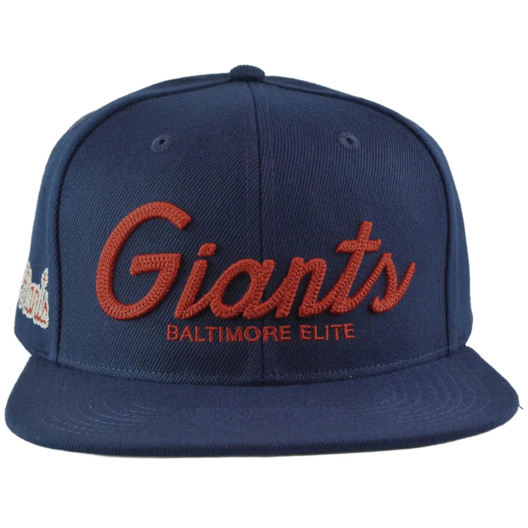 Baltimore Elite Giants Rings & Crowns NLB Script Snapback Hat Flat Bill Cap