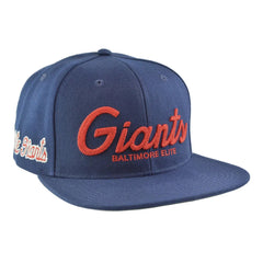 Baltimore Elite Giants Rings & Crowns NLB Script Snapback Hat Flat Bill Cap