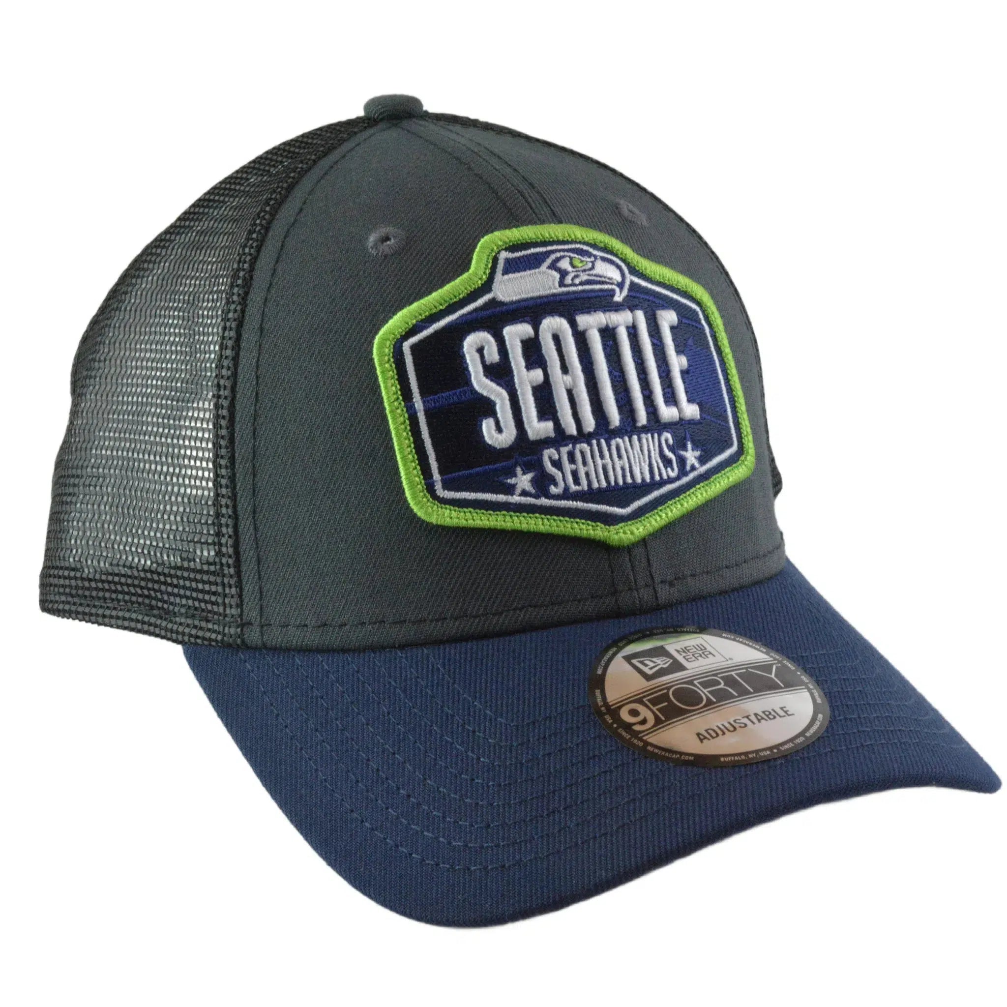 Seattle Seahawks New Era 9FORTY NFL Draft 2 Tone Gray & Blue Trucker Hat