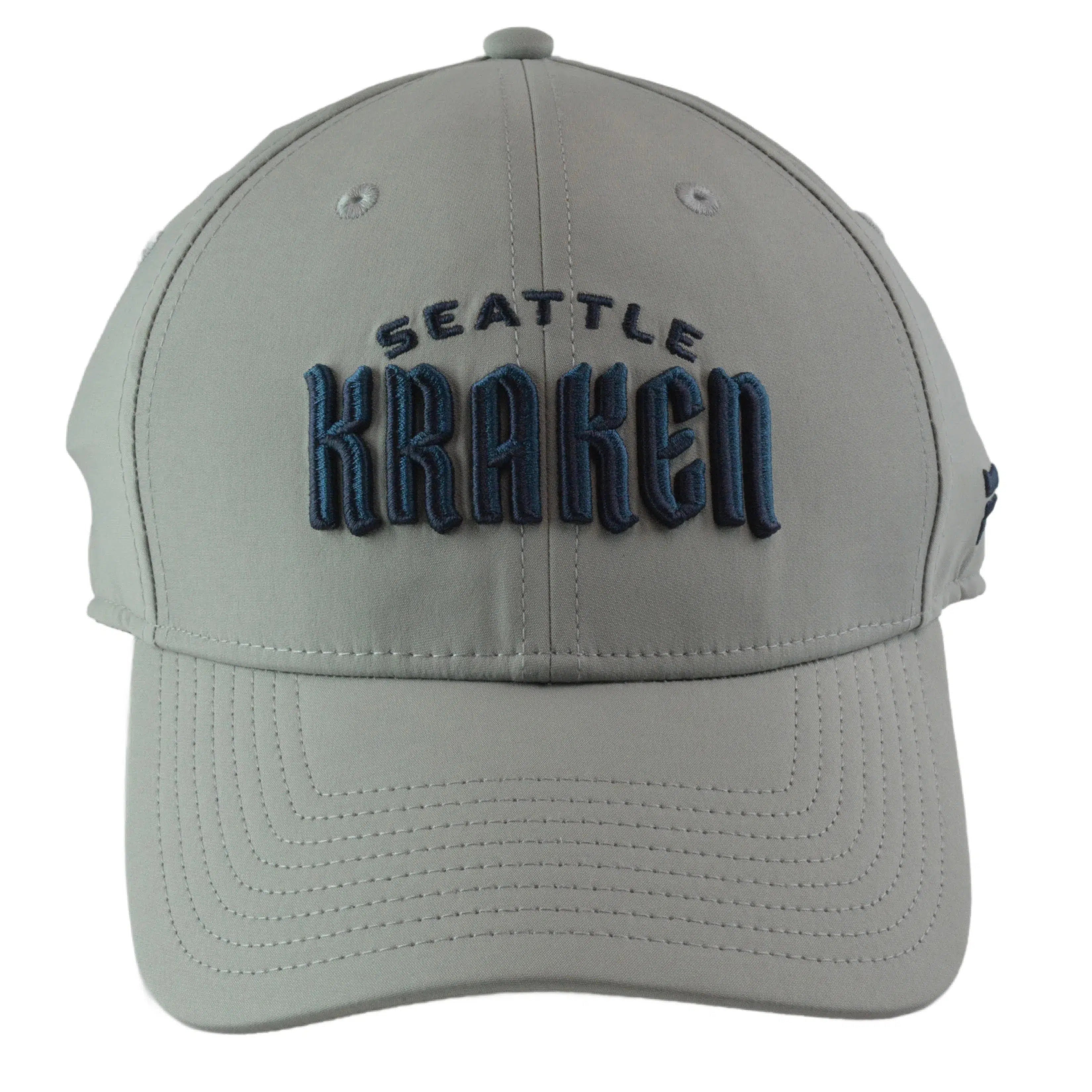 Seattle Kraken NHL Team Logo Men's Gray Stretch FIt A-Flex Hat by Fanatics Position 2