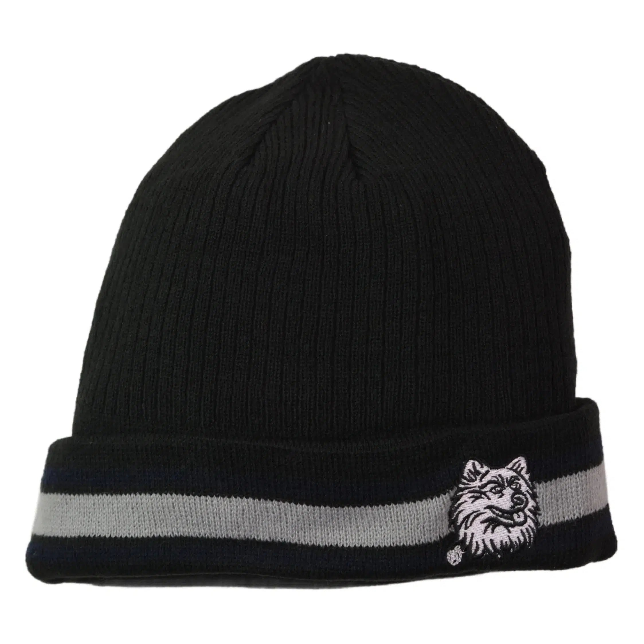 UConn Huskies NCAA Team Knit Cuffed Black & Gray Beanie Watch Cap Winter Hat