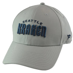 Seattle Kraken NHL Team Logo Men's Gray Stretch FIt A-Flex Hat by Fanatics Position 1