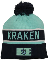 Seattle Kraken Fanatics Deep Sea Pro Draft Knit Cuffed Beanie with Pom