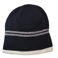 UConn Huskies NCAA Team Logo Cuff-less Knit Dark Navy Blue & White Beanie Winter Hat