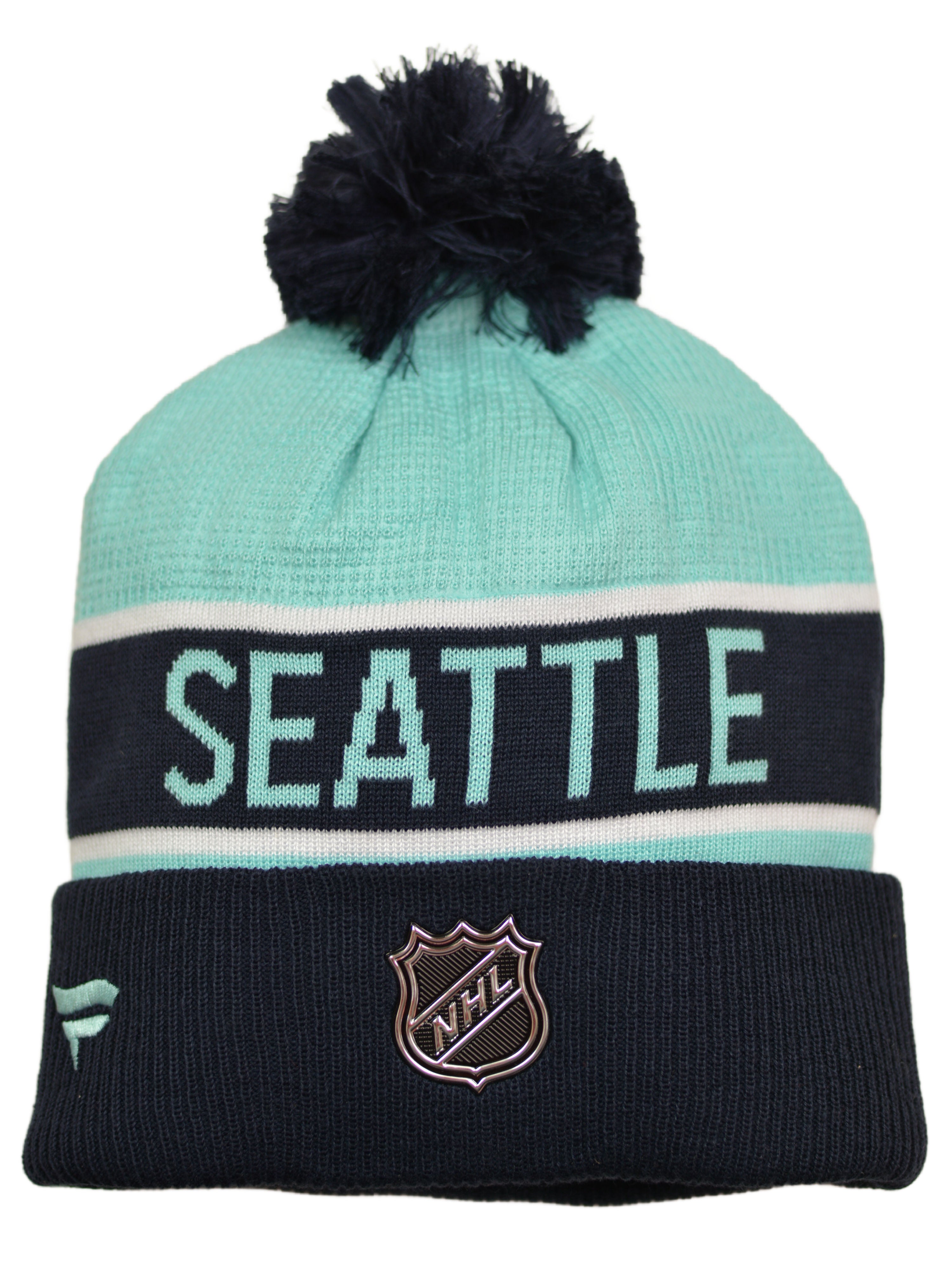 Seattle Kraken Fanatics Deep Sea Pro Draft Knit Cuffed Beanie with Pom