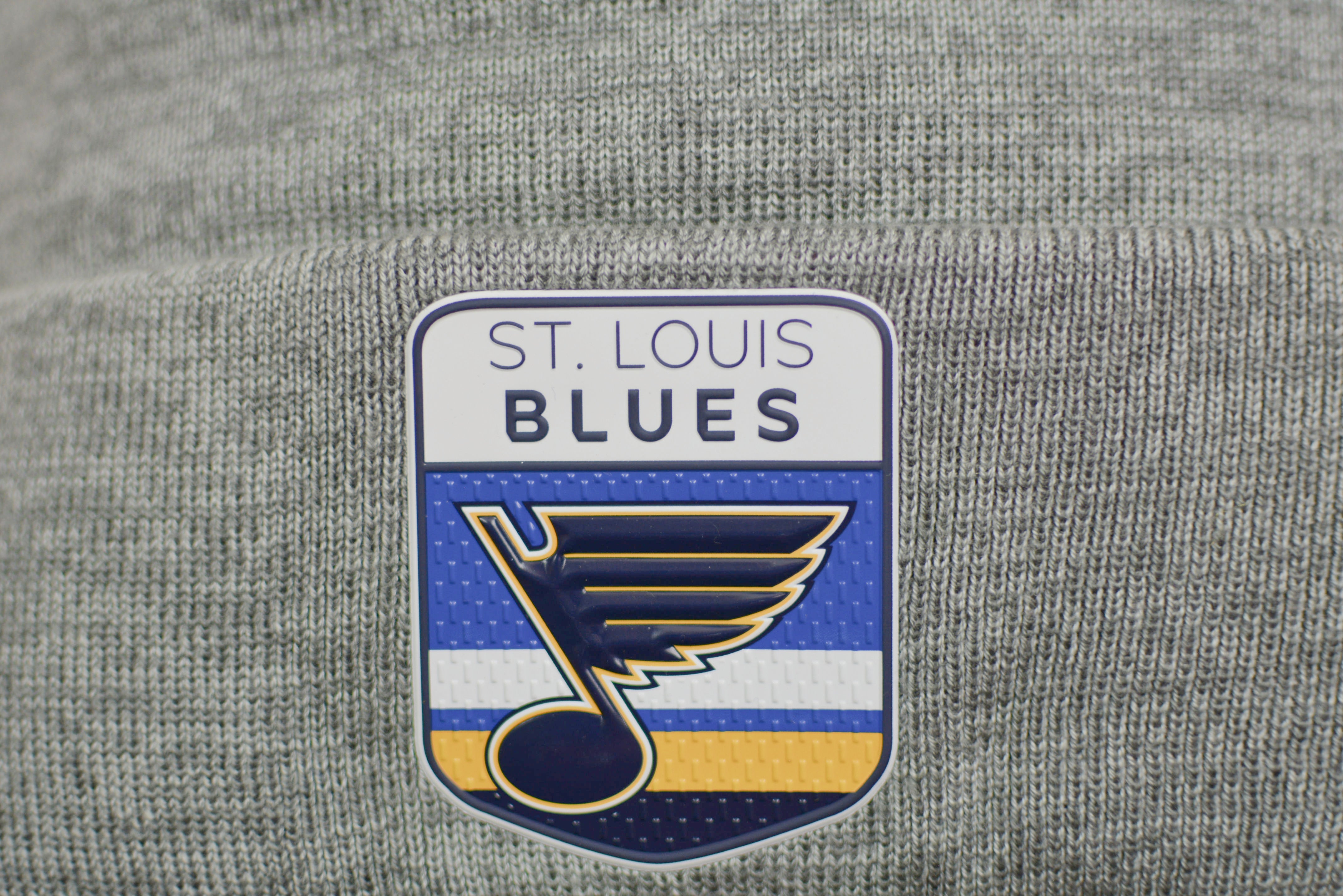 St. Louis Blues Gray Pro Cuffed Knit Beanie with Pom by Fanatics
