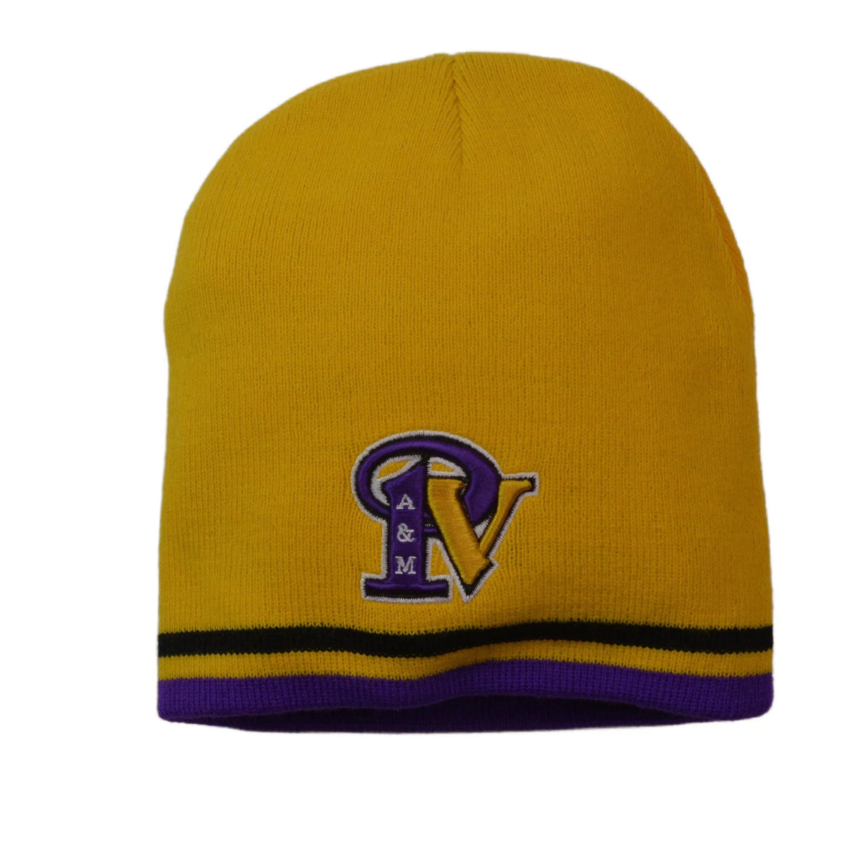 Prairie View A&M Panthers NCAA Yellow/Purple Team Knit Logo Beanie, Winter Hat