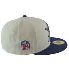 Dallas Cowboys New Era 59FIFTY NFL Sideline Fitted Ivory & Blue Flat Bill Football Hat