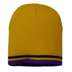 Prairie View A&M Panthers NCAA Yellow/Purple Team Knit Logo Beanie, Winter Hat