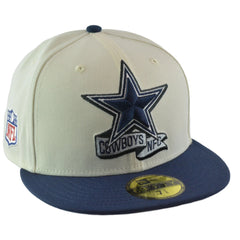 Dallas Cowboys New Era 59FIFTY NFL Sideline Fitted Ivory & Blue Flat Bill Football Hat