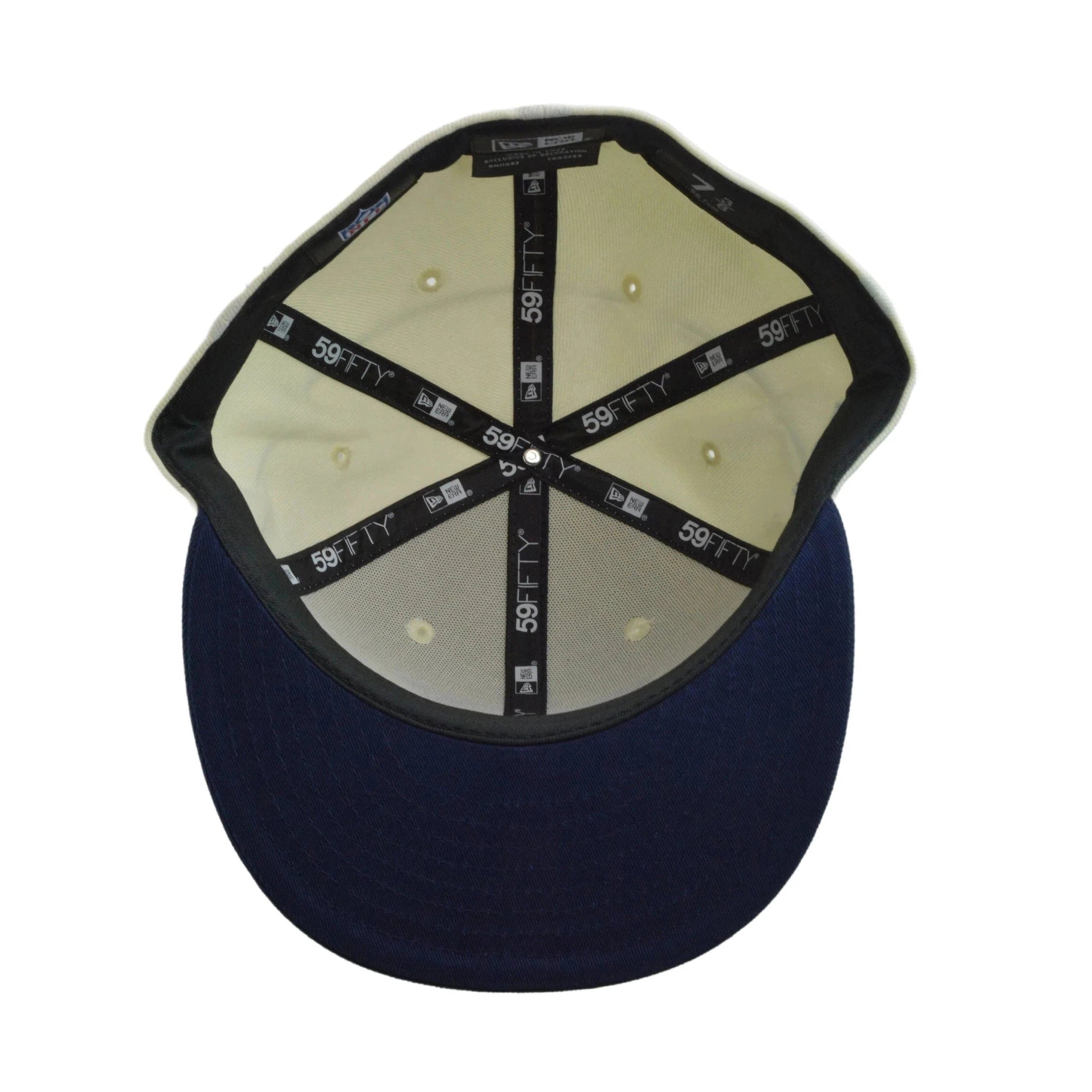 Dallas Cowboys New Era 59FIFTY NFL Sideline Fitted Ivory & Blue Flat Bill Football Hat