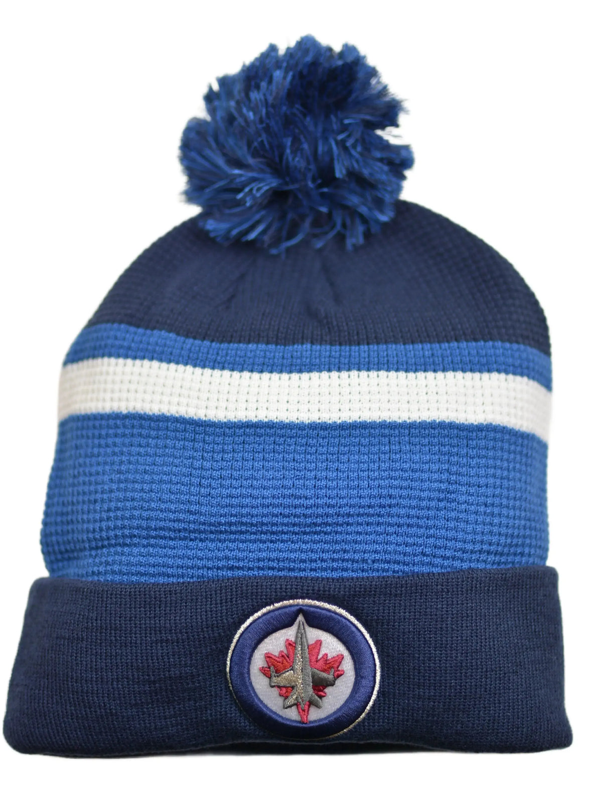 Winnipeg Jets Waffle Knit NHL Draft Cuffed Pom Winter Hat by Fanatics