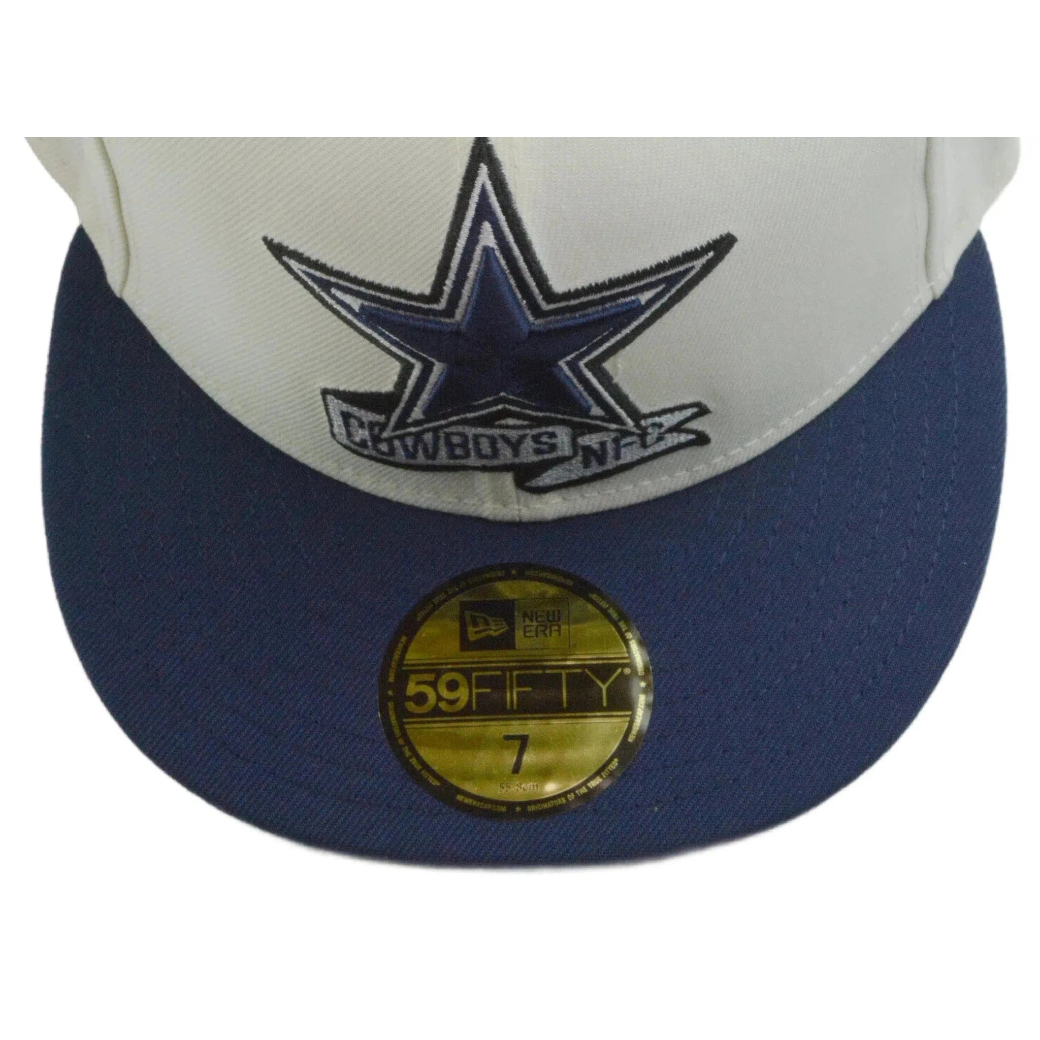 Dallas Cowboys New Era 59FIFTY NFL Sideline Fitted Ivory & Blue Flat Bill Football Hat