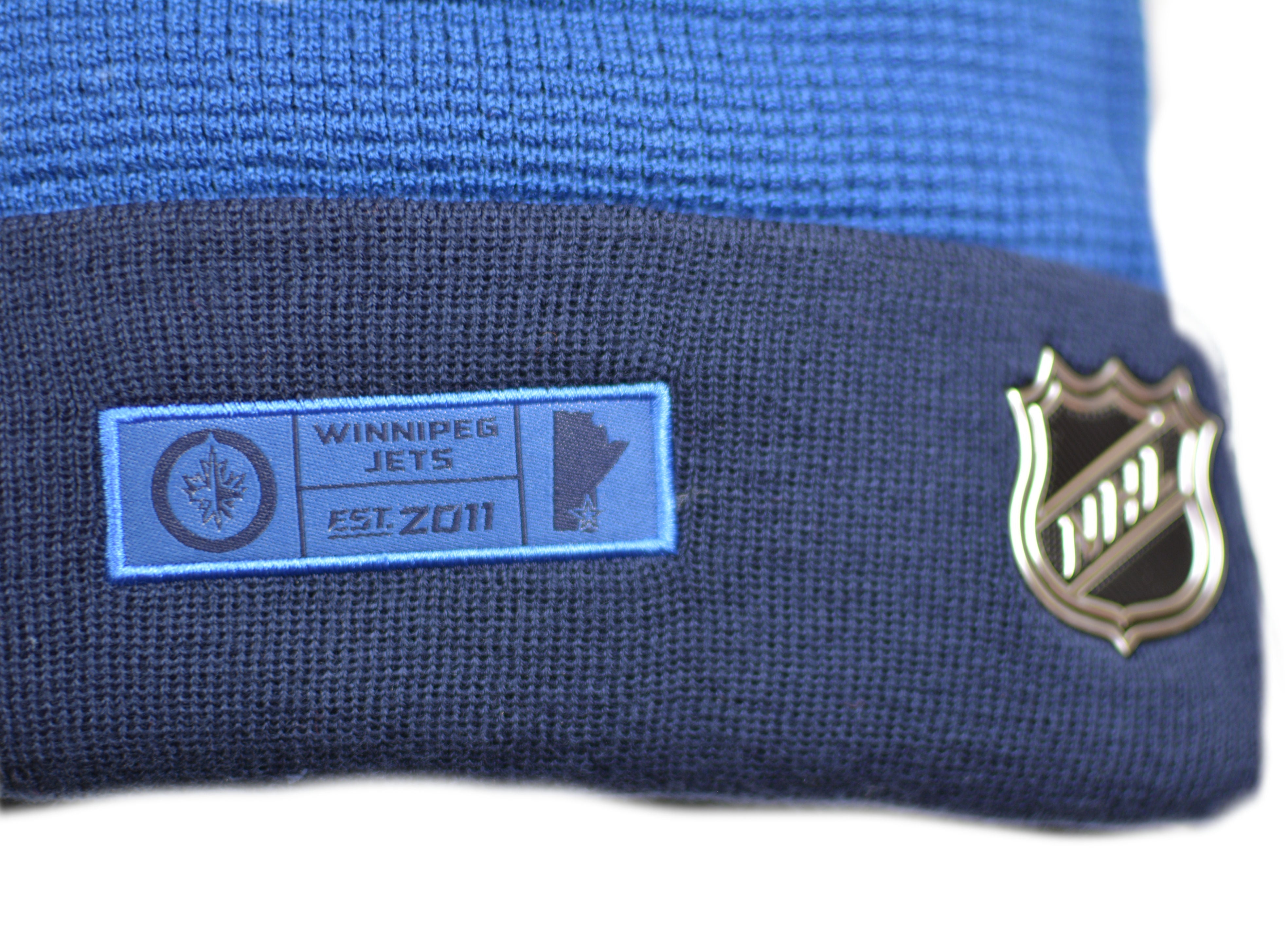Winnipeg Jets Waffle Knit NHL Draft Cuffed Pom Winter Hat by Fanatics