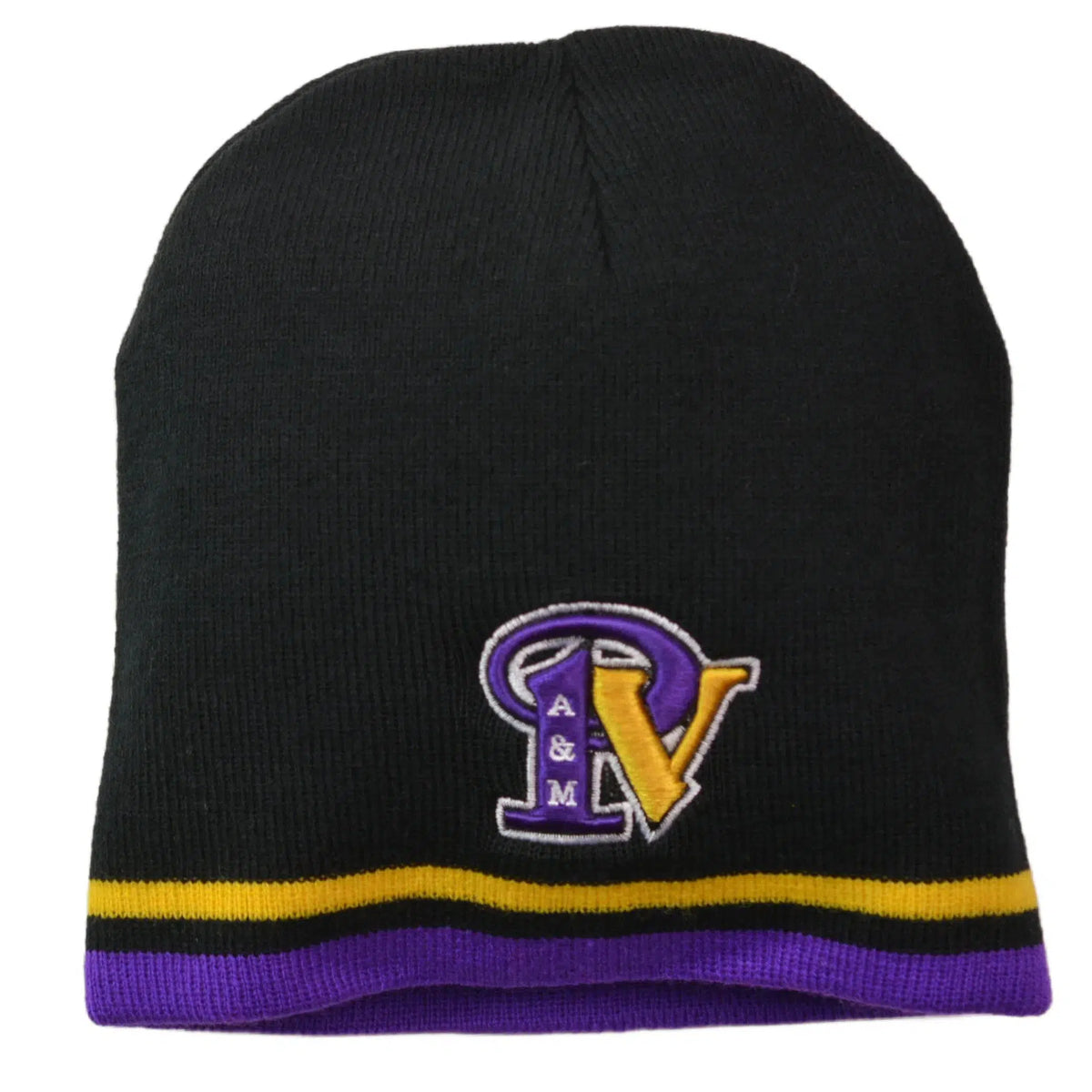 Prairie View A&M Panthers NCAA Black/Purple Team Knit Logo Beanie, Winter Hat