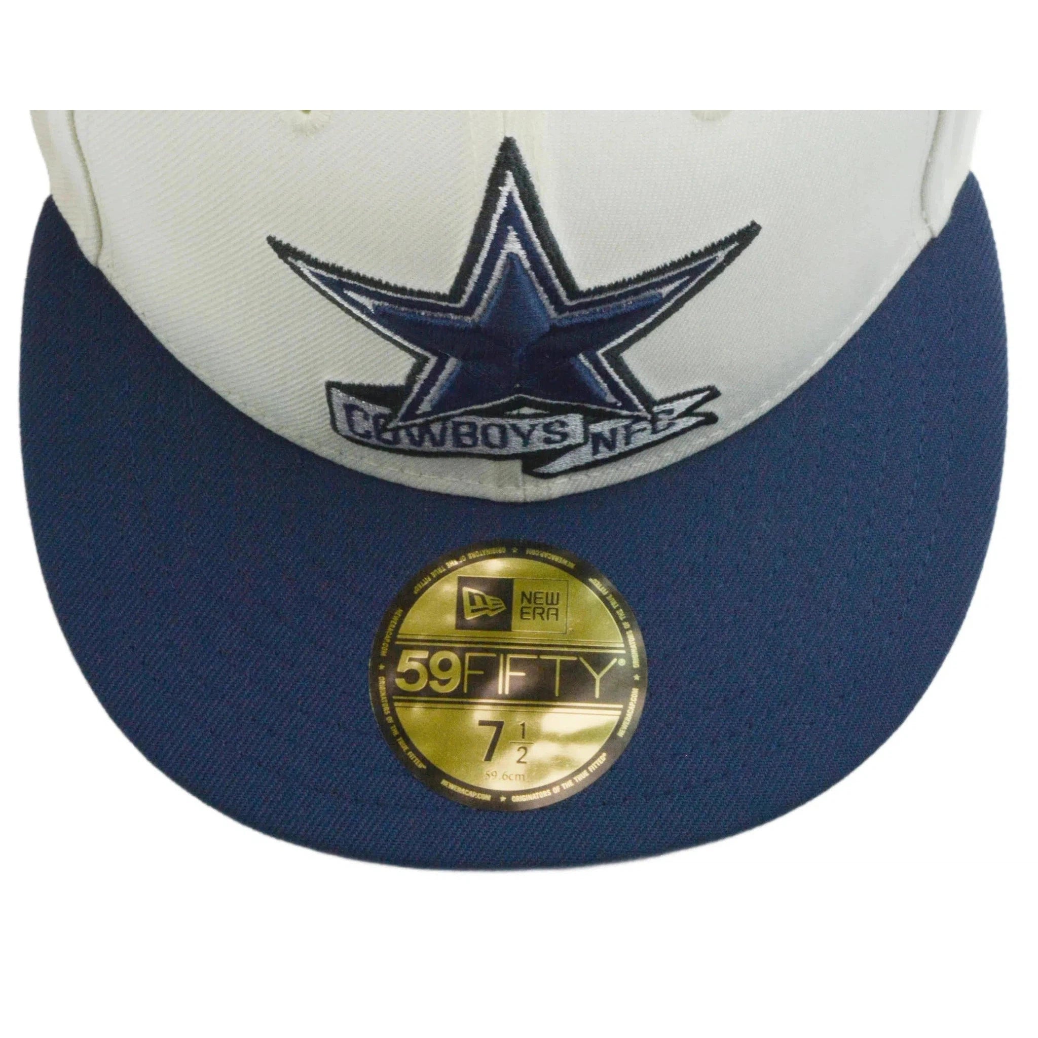 Dallas Cowboys New Era 59FIFTY NFL Sideline Fitted Ivory & Blue Flat Bill Football Hat