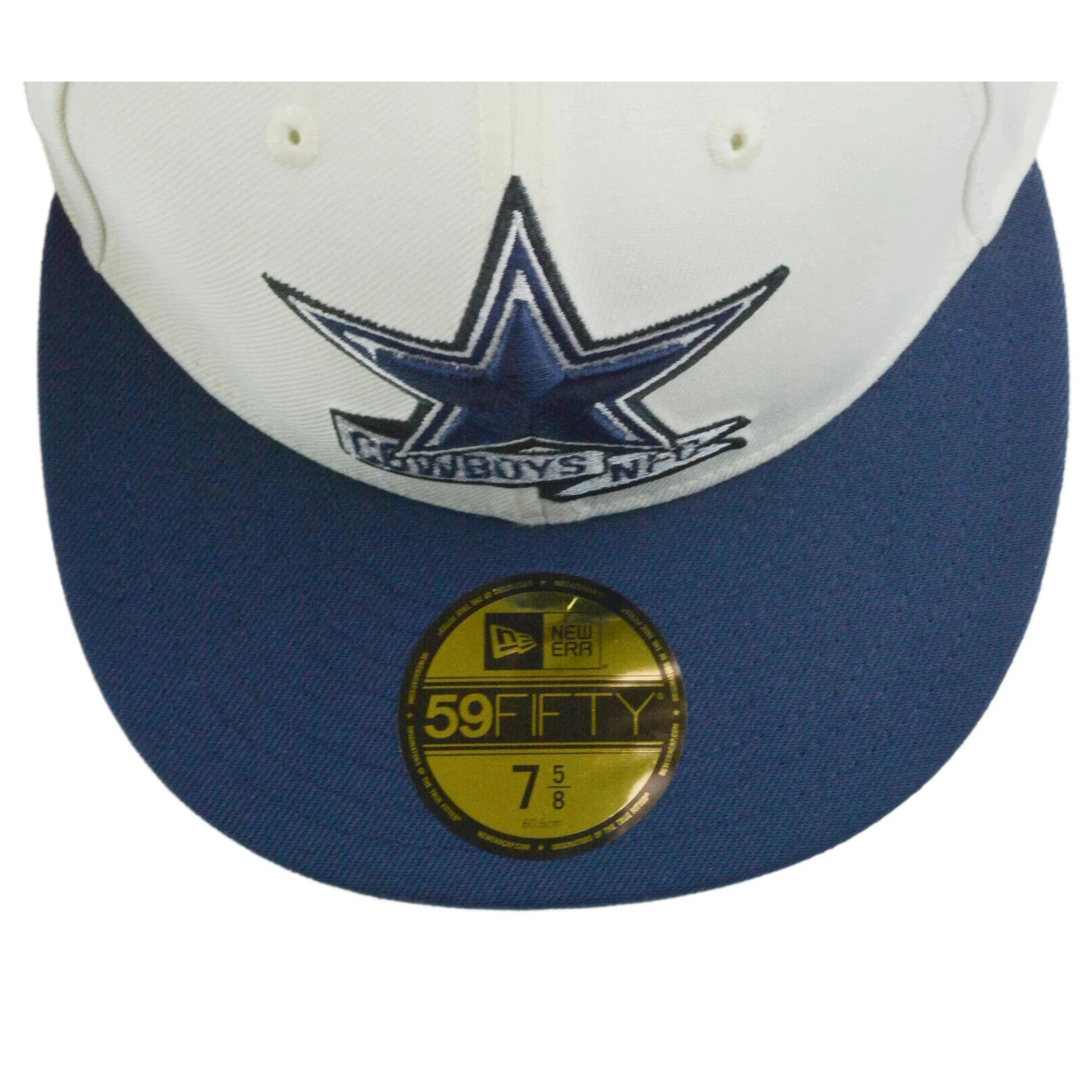 Dallas Cowboys New Era 59FIFTY NFL Sideline Fitted Ivory & Blue Flat Bill Football Hat