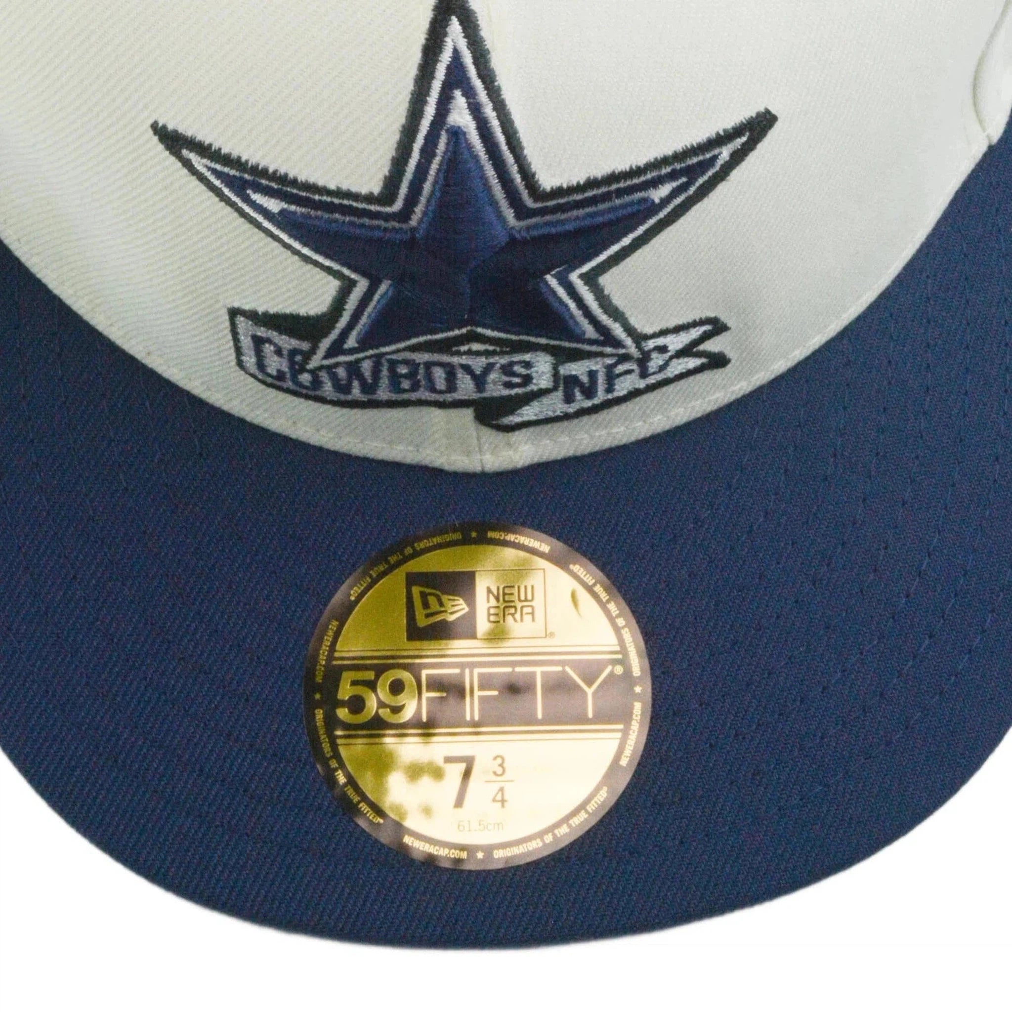 Dallas Cowboys New Era 59FIFTY NFL Sideline Fitted Ivory & Blue Flat Bill Football Hat