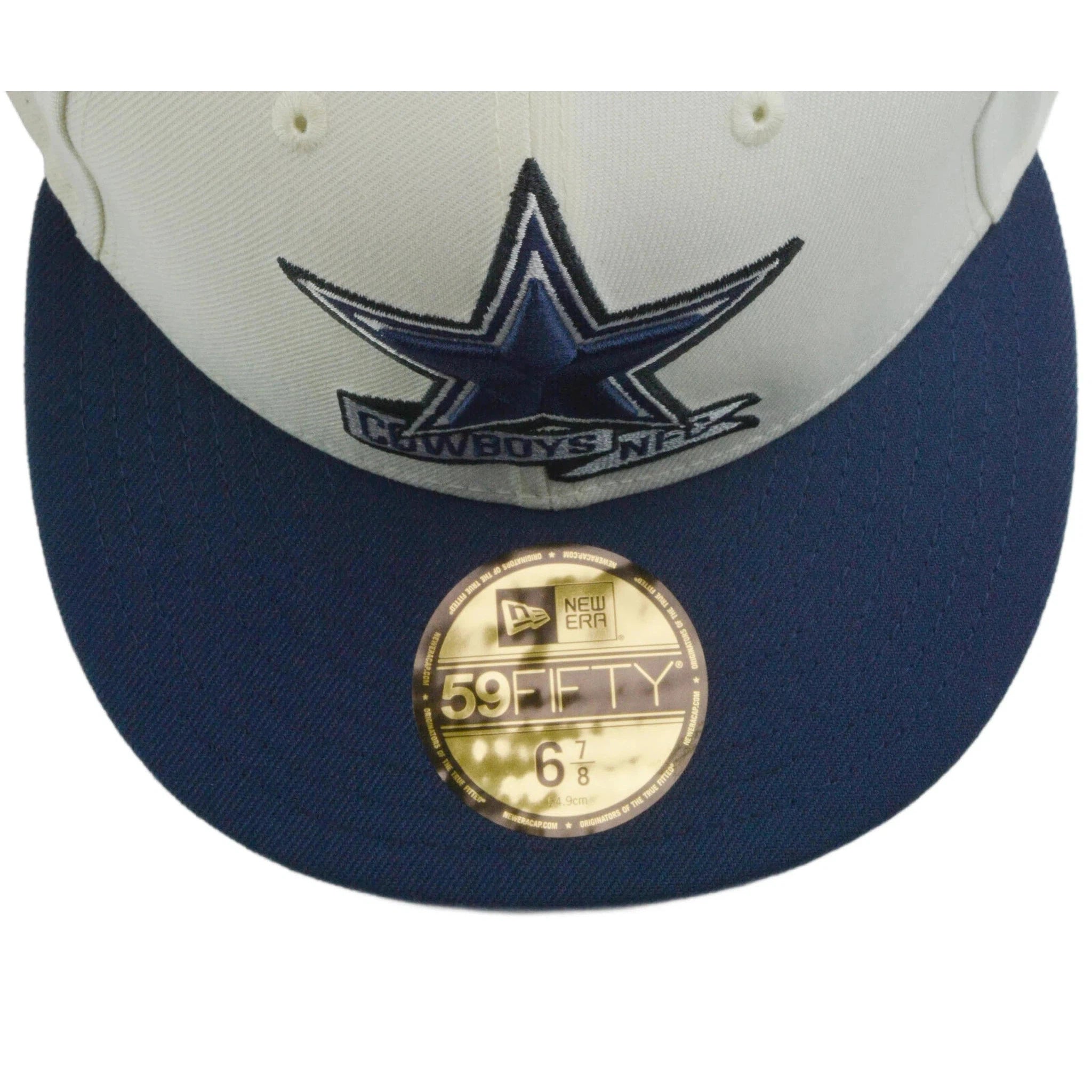 Dallas Cowboys New Era 59FIFTY NFL Sideline Fitted Ivory & Blue Flat Bill Football Hat