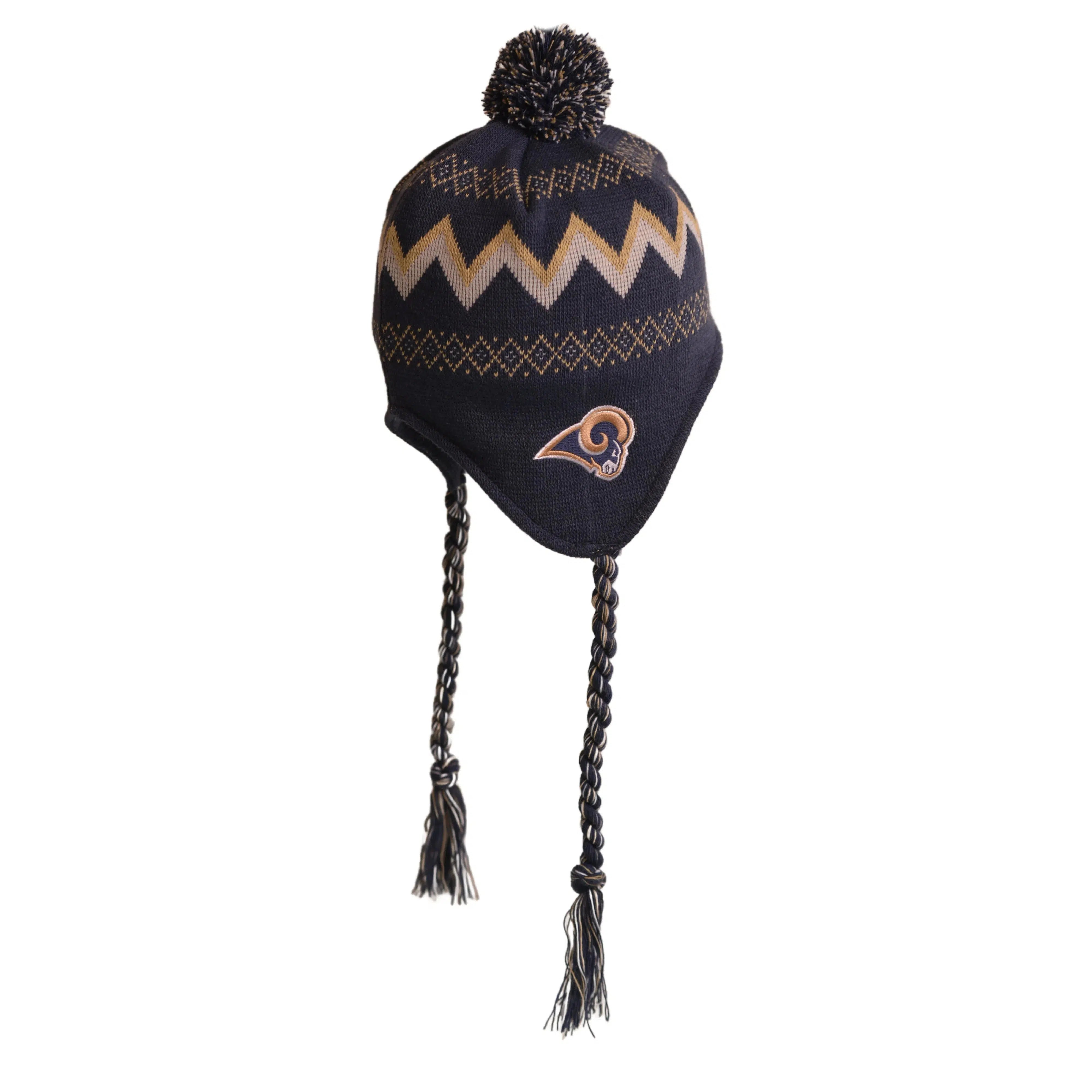 Los Angeles Rams NFL Team Logo Beanie with Ear Flaps and Tassels