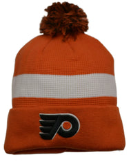 Philadelphia Flyers Waffle Knit NHL Draft Cuffed Pom Winter Hat by Fanatics