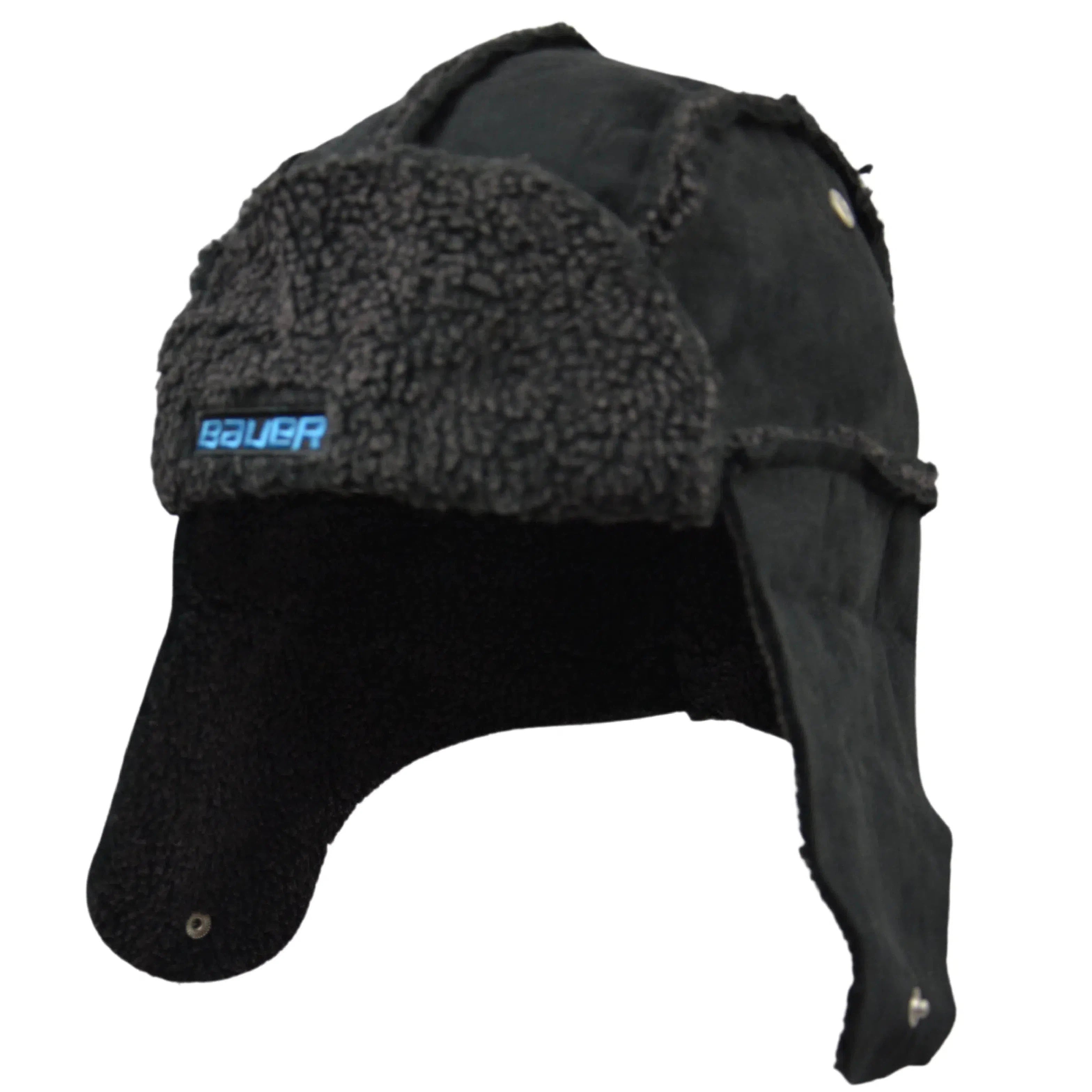 Bauer Spotlight Fargo Black Fleece Lined Hockey Trapper Winter Hat