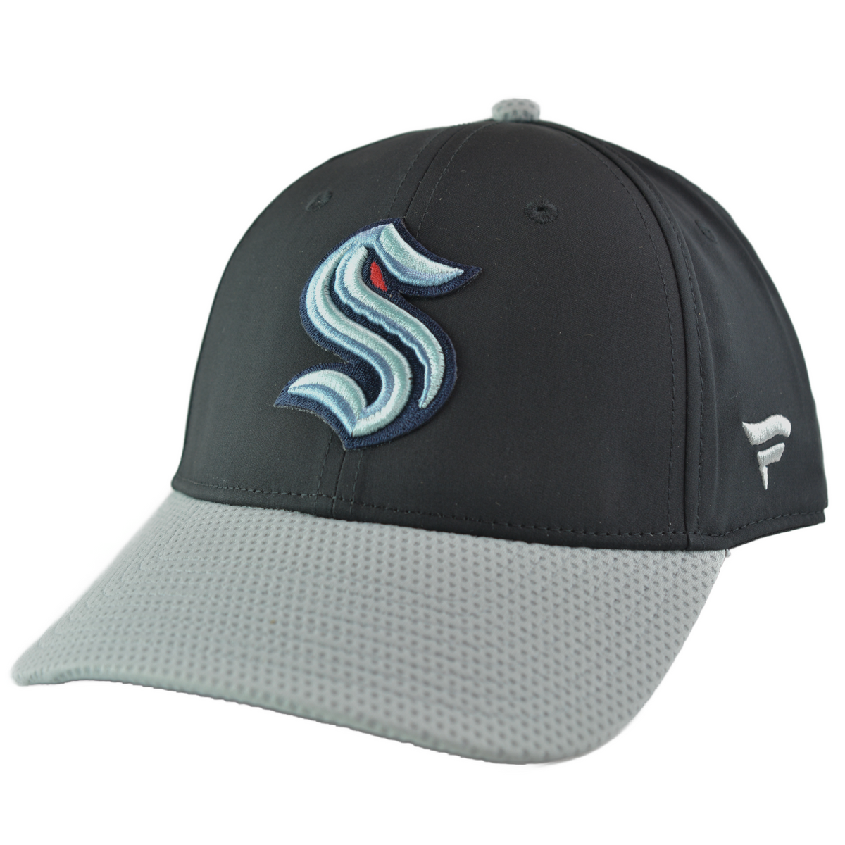 Seattle Kraken NHL Team Logo Men's Black & Gray Adjustable Hat by Fanatics Position 1