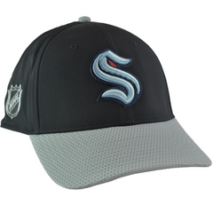 Seattle Kraken NHL Team Logo Men's Black & Gray Adjustable Hat by Fanatics Position 3