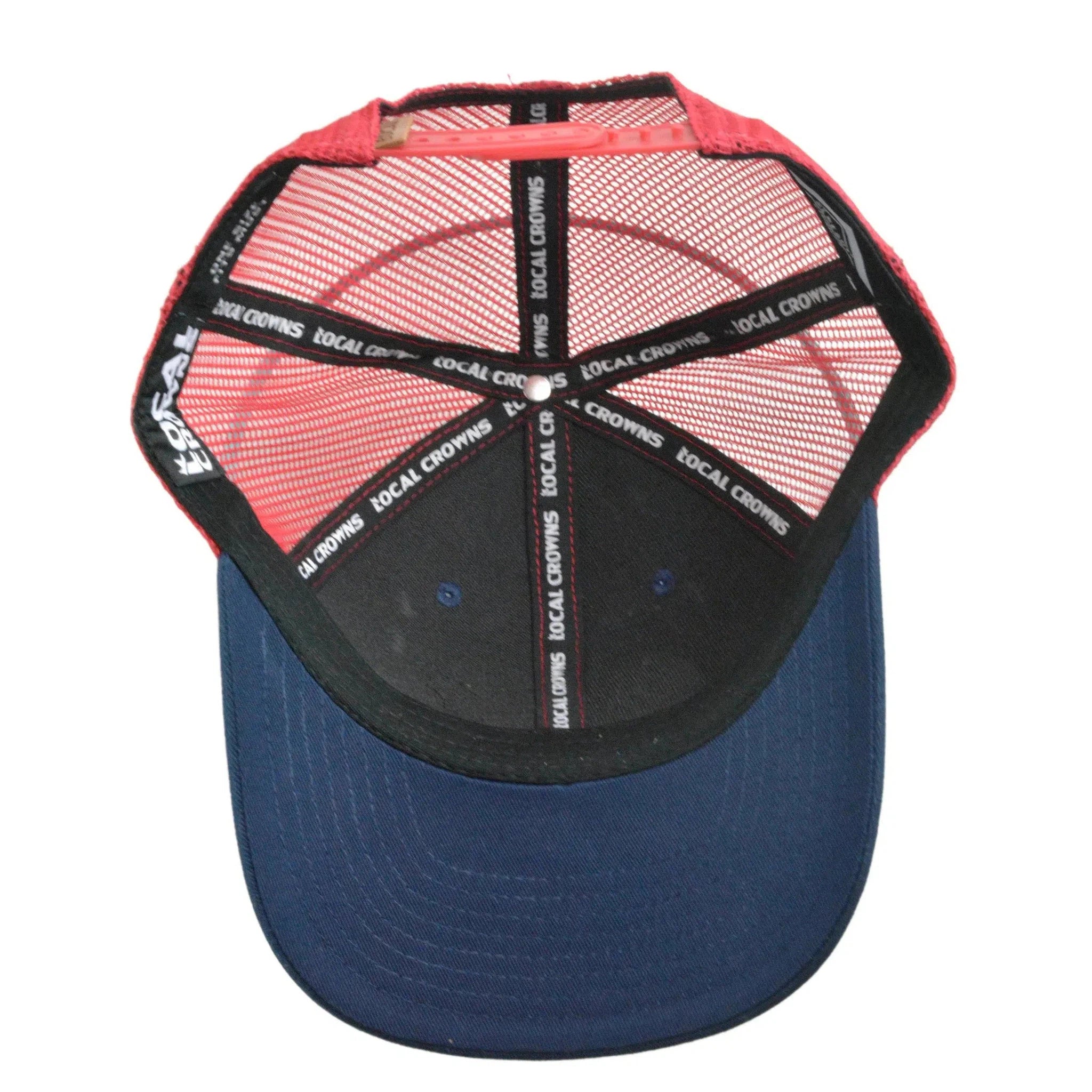 Local Crowns Leather Patch USA Flag Red & Blue Snapback Cap Trucker Hat