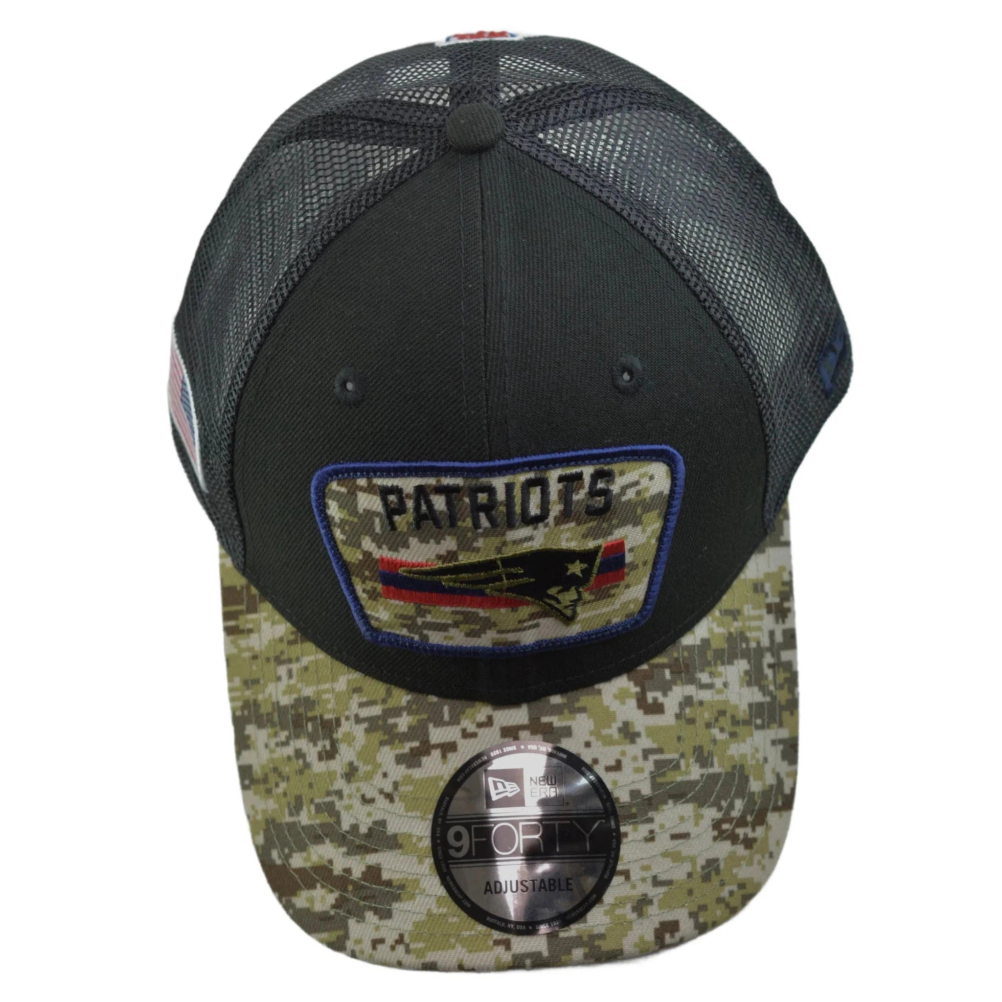 New England Patriots New Era 940 NFL Salute To Service Black & Camo Mesh Back Adjustable Men's Snapback Hat