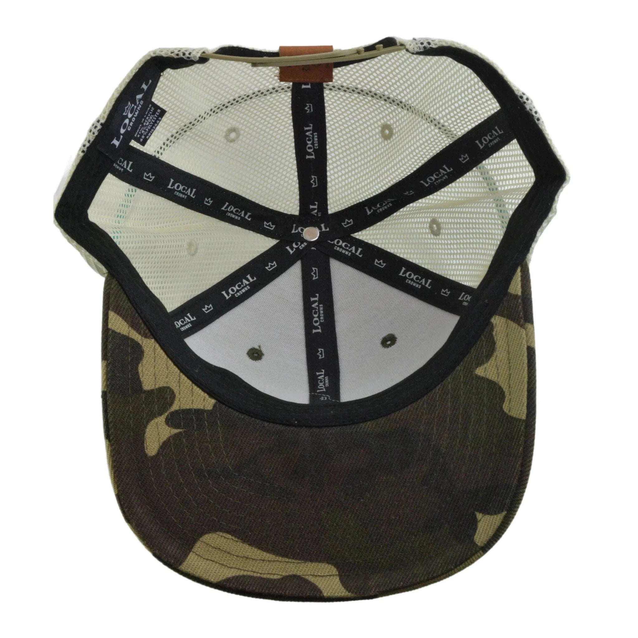 Local Crowns Leather Patch Illinois State Camouflage & Off White Snapback Cap Trucker Hat