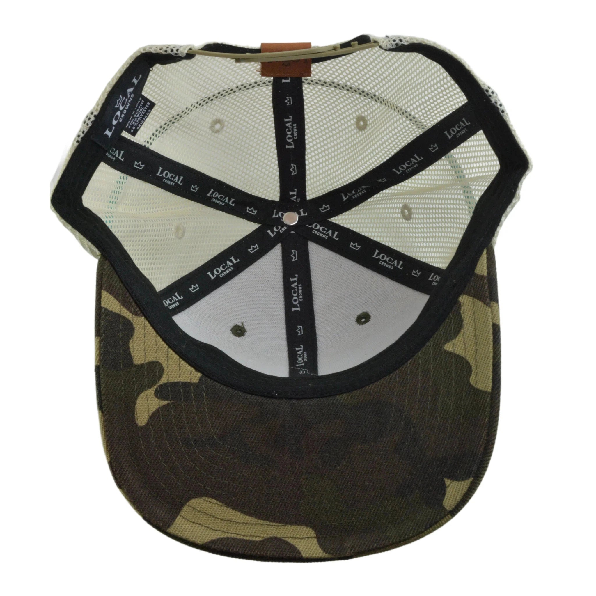 Local Crowns Leather Patch New York State Camouflage & Off White Snapback Cap Trucker Hat