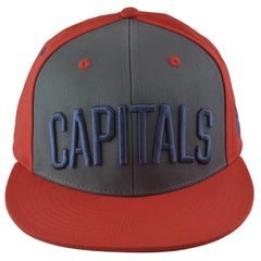 Washington Capitals NHL Big Script Logo Hockey Red & Gray Flat BIll Snapback Hat by Adidas