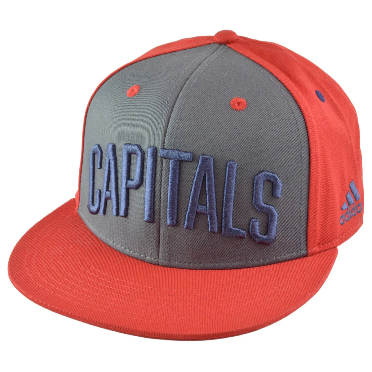 Washington Capitals NHL Big Script Logo Hockey Red & Gray Flat BIll Snapback Hat by Adidas