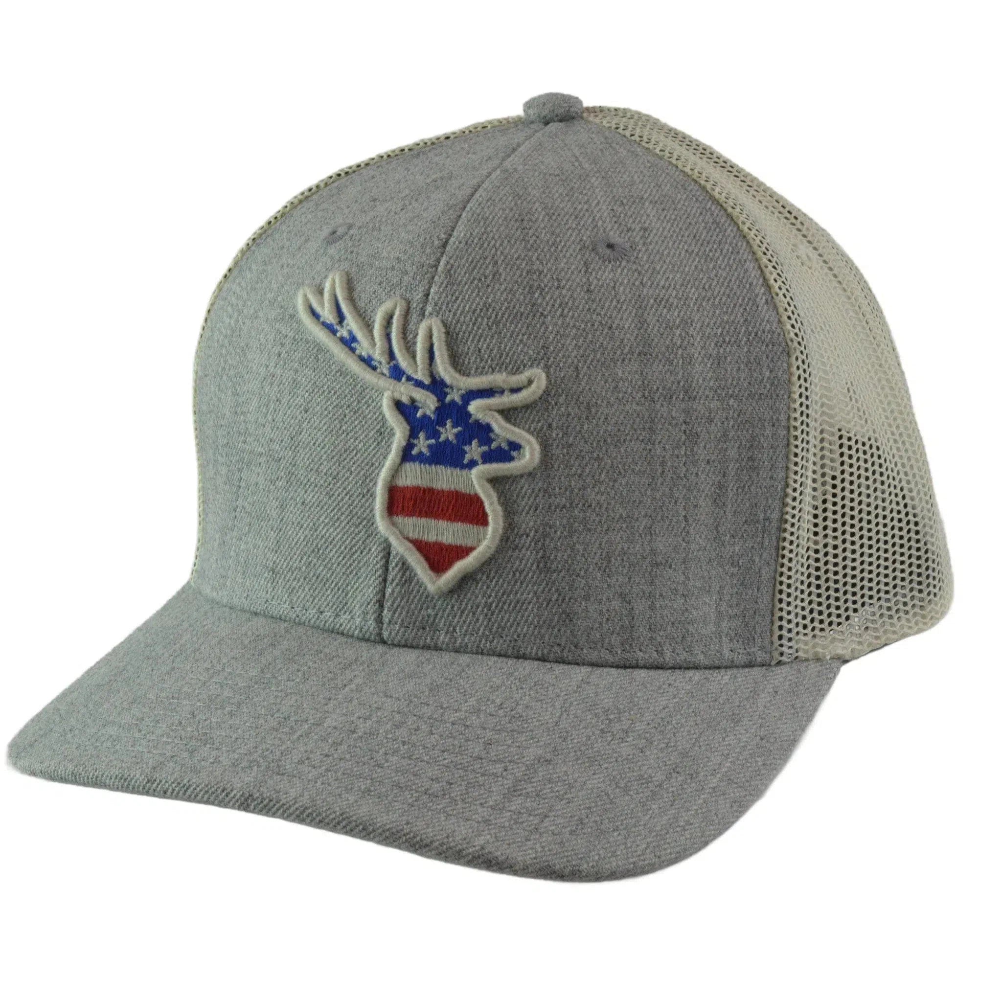 Local Crowns Animal Views Deer Light Gray & Cream Snapback Cap Trucker Hat