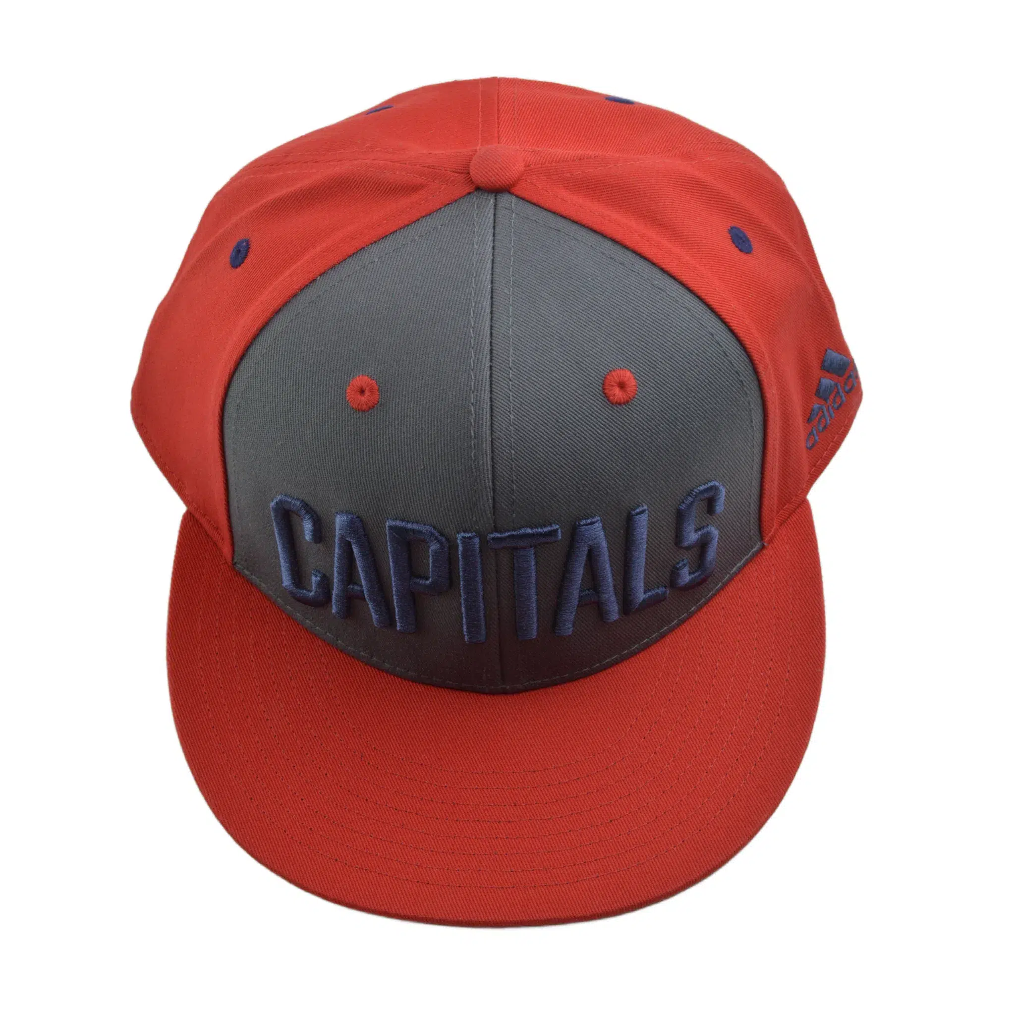 Washington Capitals NHL Big Script Logo Hockey Red & Gray Flat BIll Snapback Hat by Adidas