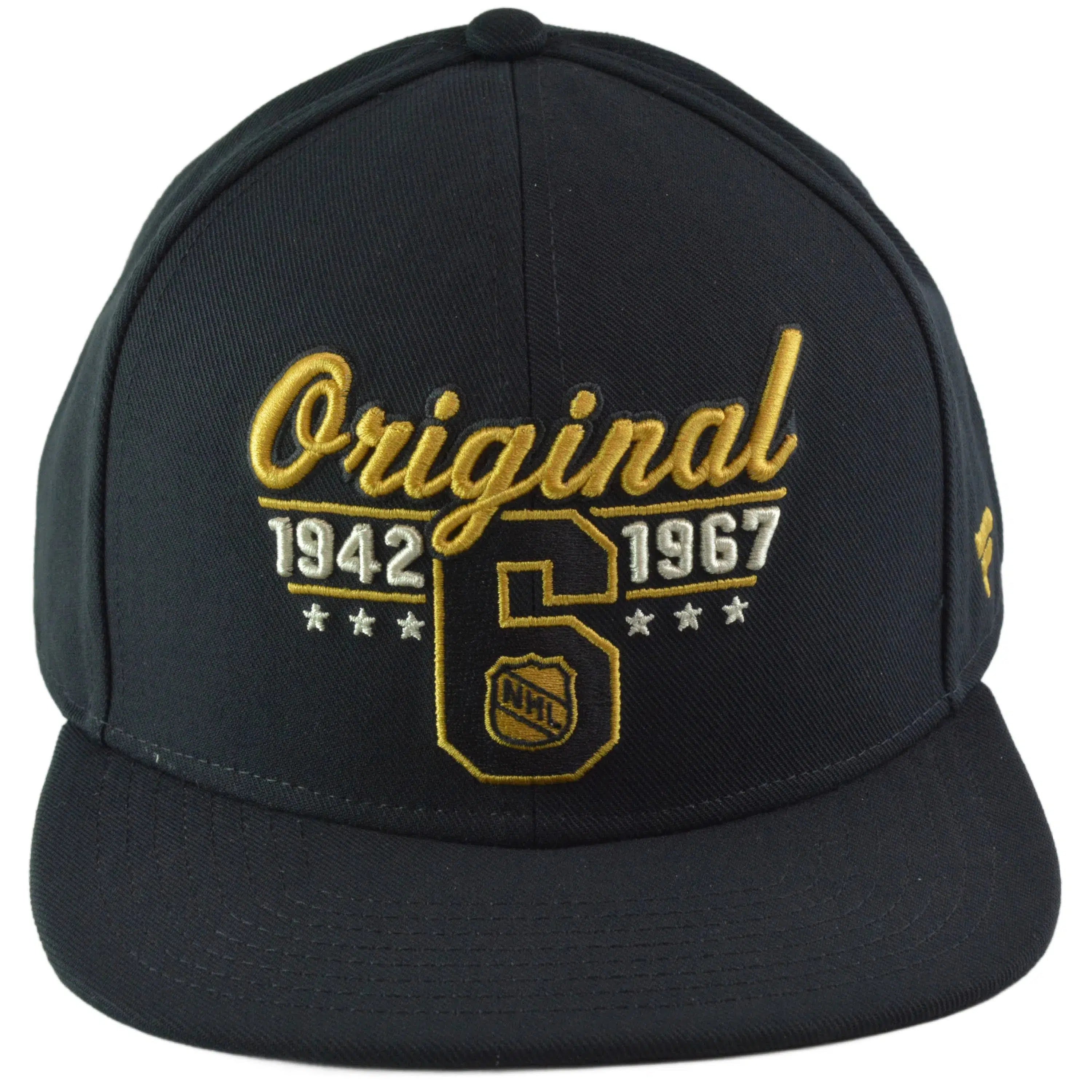 Original Six Vintage NHL Team Black Adjustable Snapback Hat by Fanatics Position 2