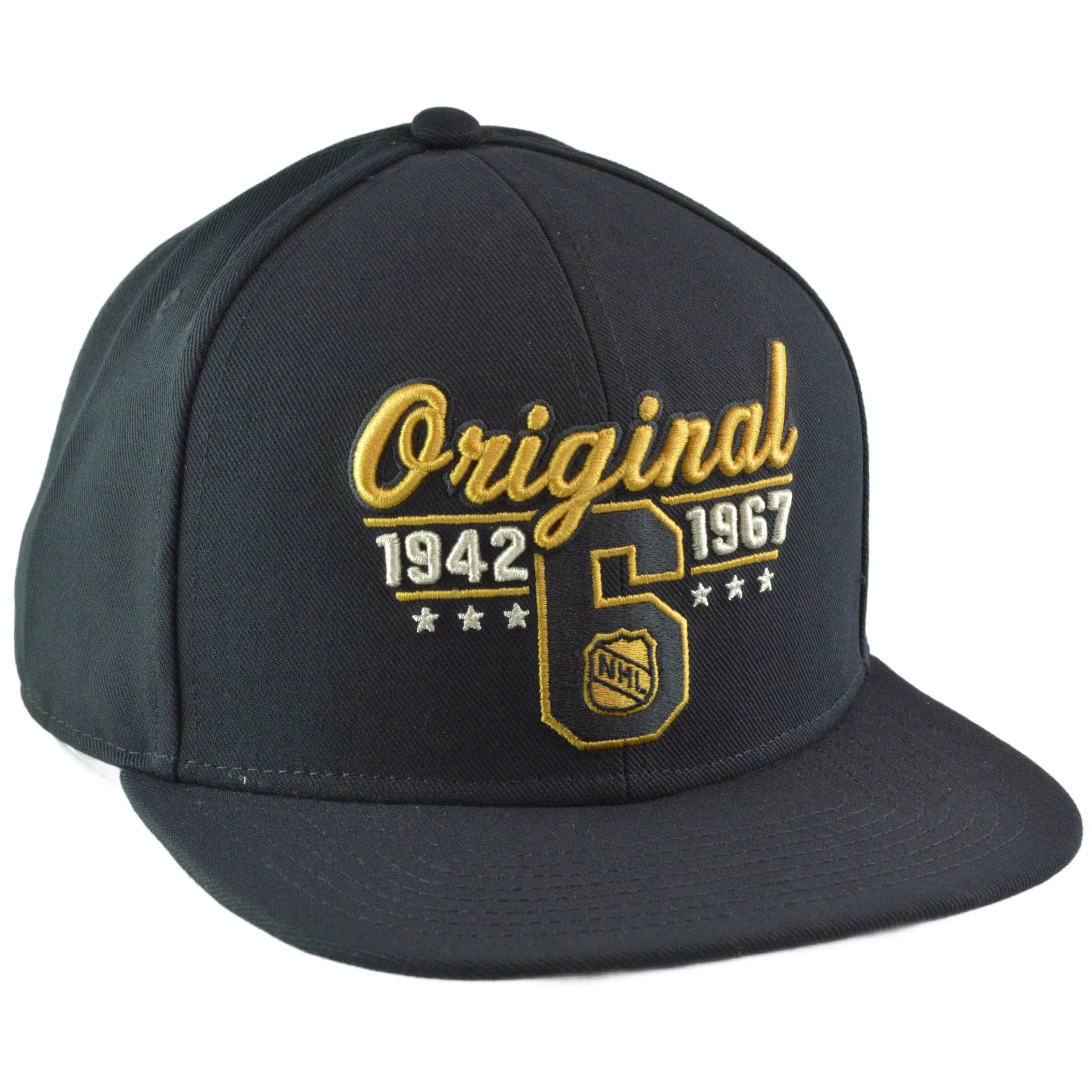 Original Six Vintage NHL Team Black Adjustable Snapback Hat by Fanatics Position 3