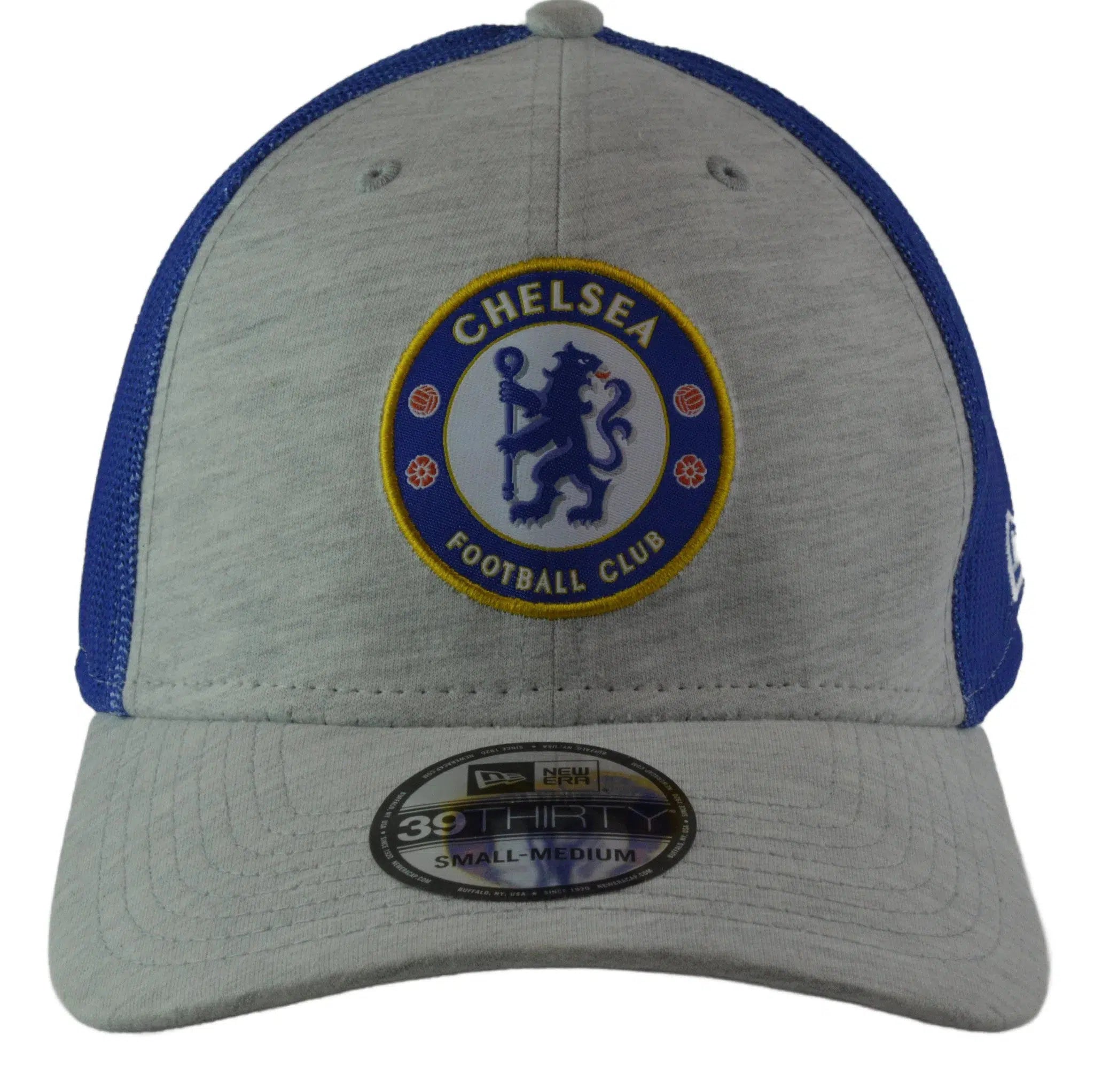 Chelsea FC New Era Blue & Gray 39THIRTY Mesh Back Flex Fit Soccer Hat