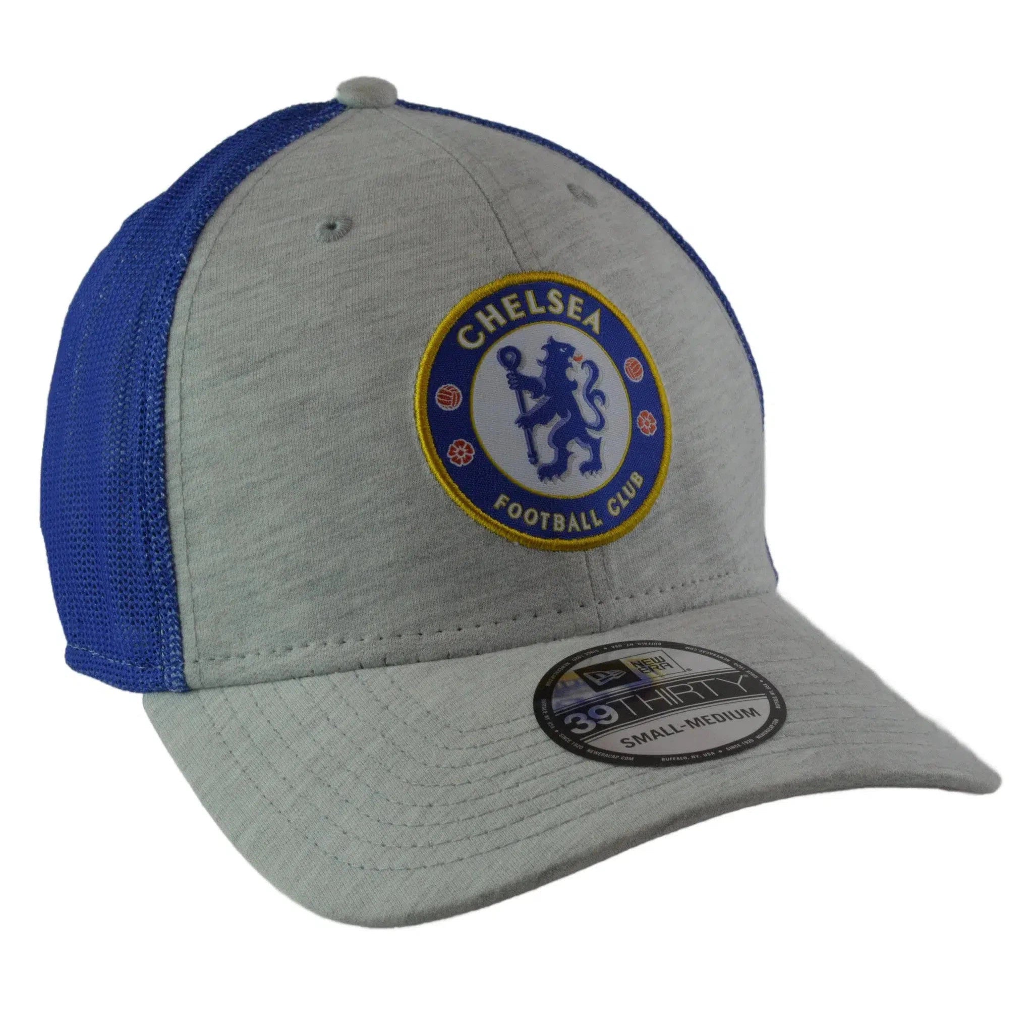 Chelsea FC New Era Blue & Gray 39THIRTY Mesh Back Flex Fit Soccer Hat