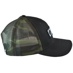 Salty Crew Pinnacle Retro Trucker Adjustable Mesh Back Black & Camo Snapback Hat