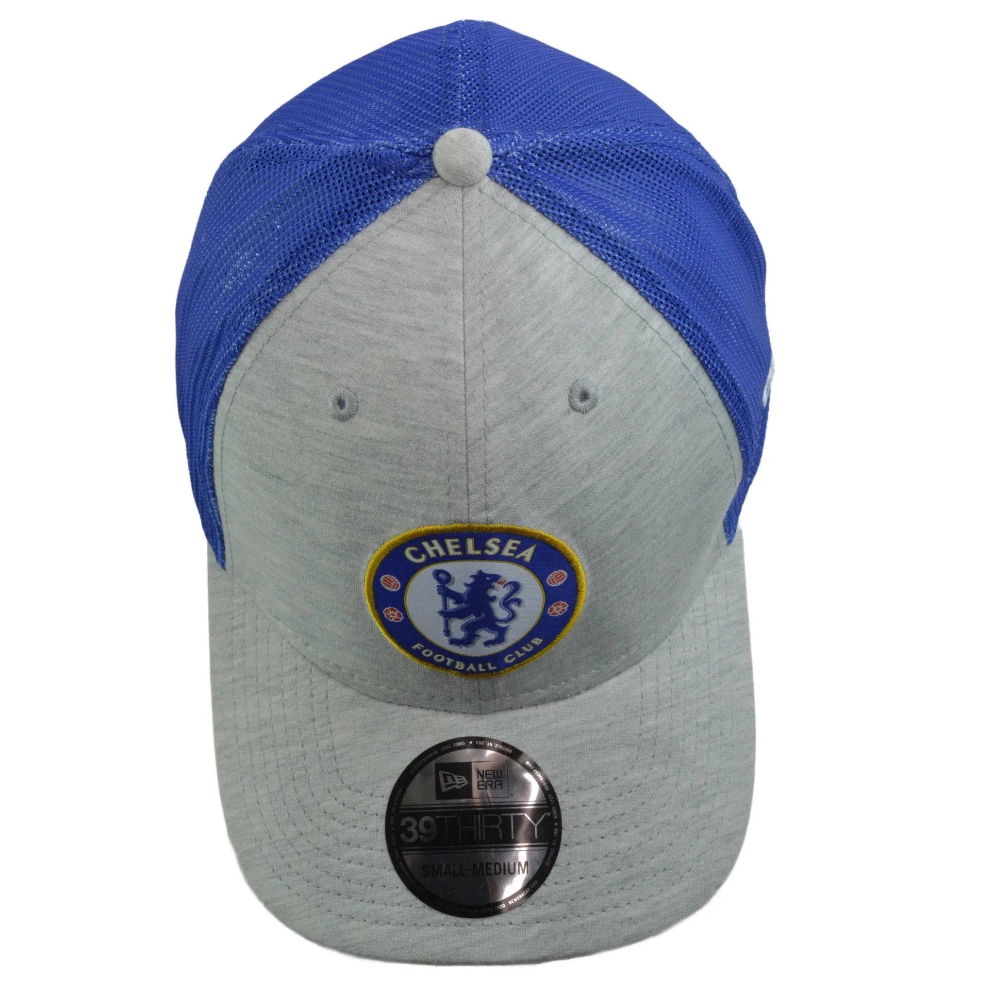 Chelsea FC New Era Blue & Gray 39THIRTY Mesh Back Flex Fit Soccer Hat