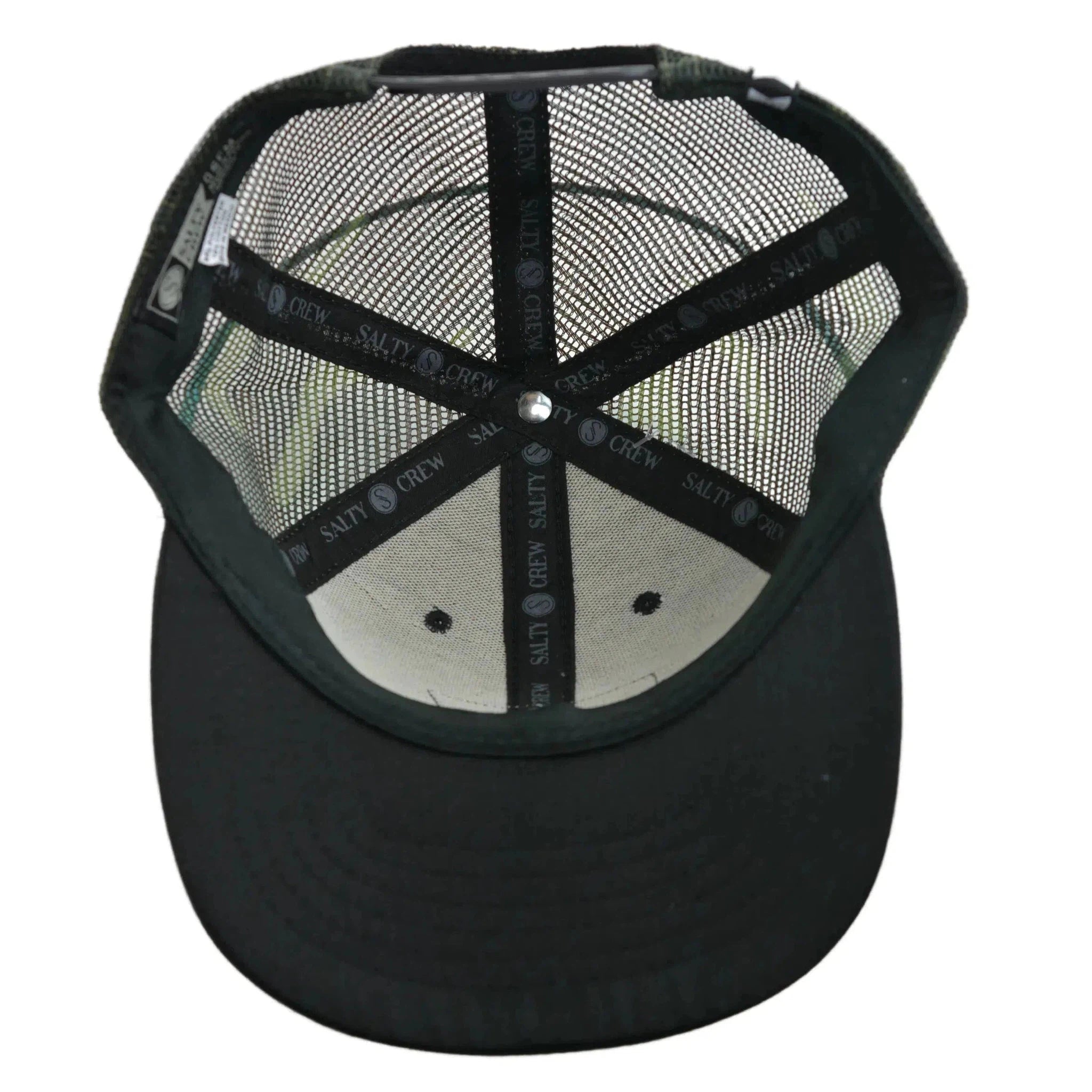 Salty Crew Pinnacle Retro Trucker Adjustable Mesh Back Black & Camo Snapback Hat