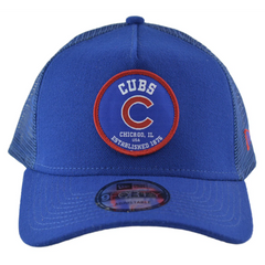 Chicago Cubs New Era 9FORTY Circle Logo Adjustable Mesh Back MLB Trucker Hat