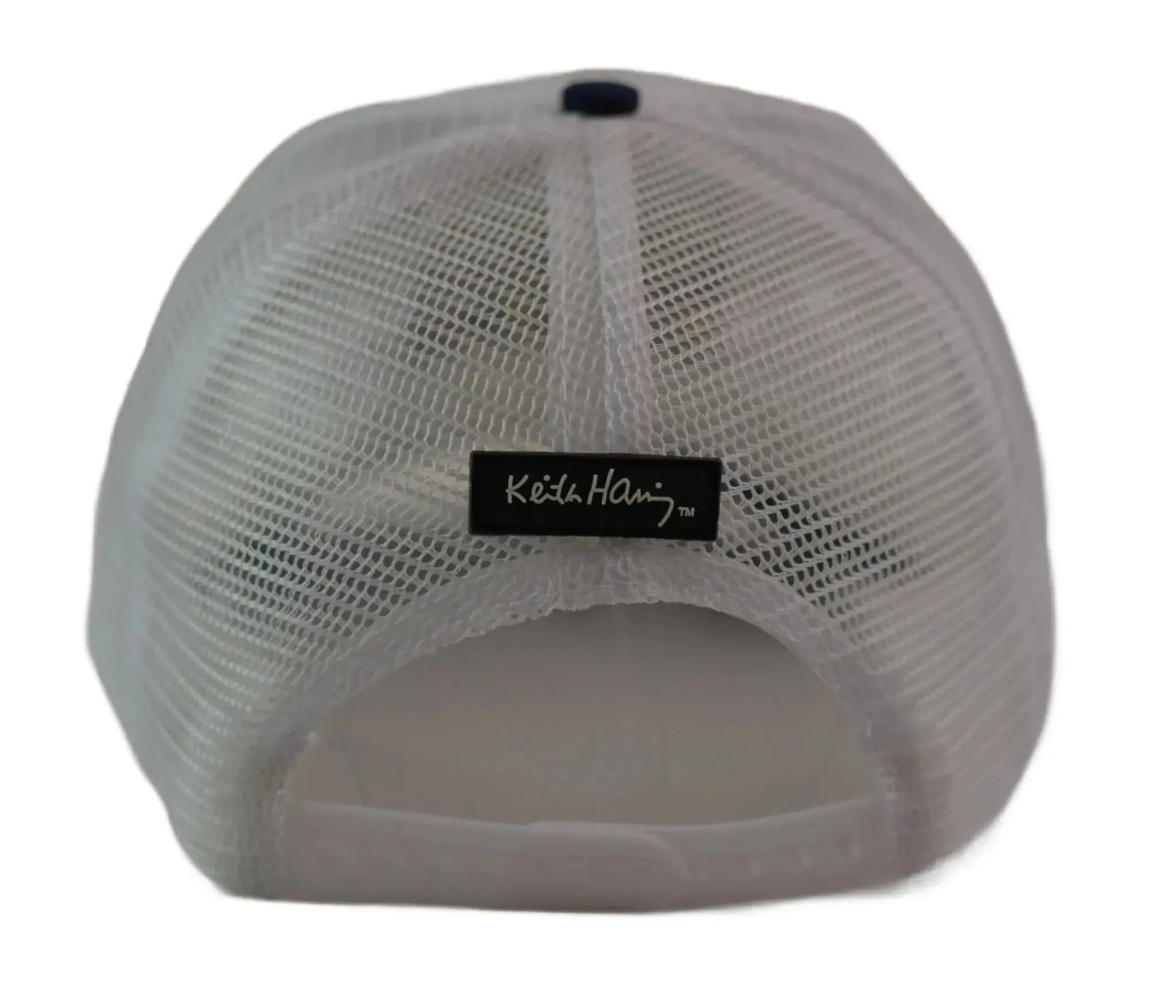 Back view of a gray mesh cap with a brand logo on a white background