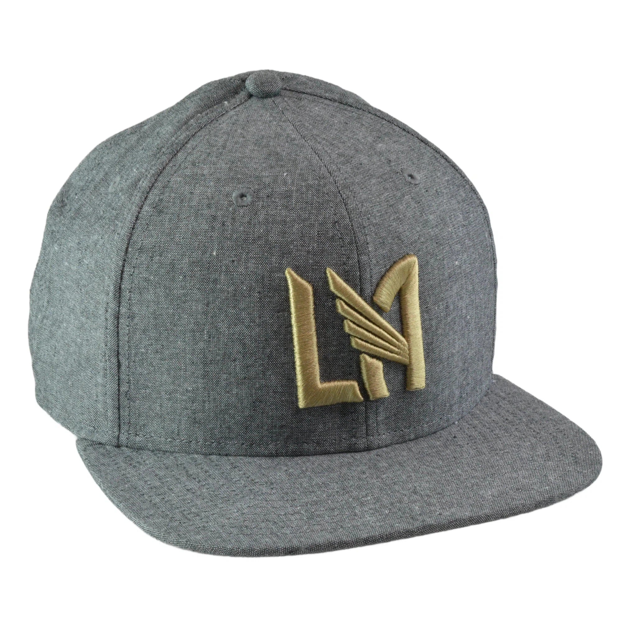 LAFC MLS Soccer Gray Chambray LAFC Flat Bill Snapback Hat by Fanatics