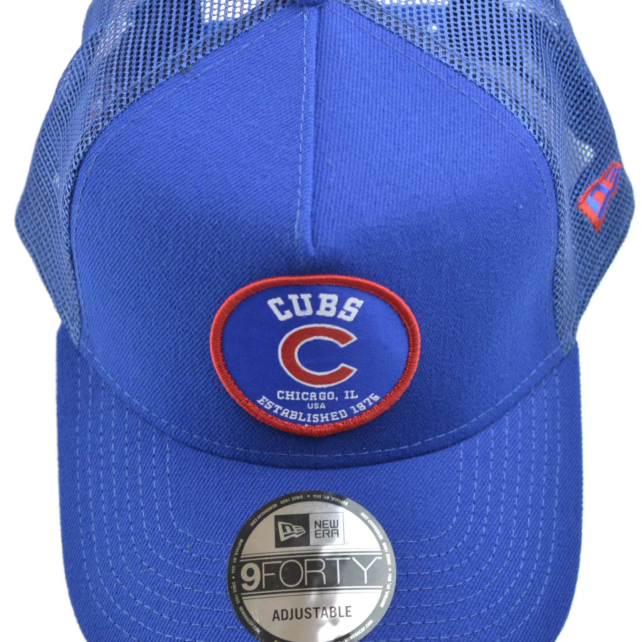 Chicago Cubs New Era 9FORTY Circle Logo Adjustable Mesh Back MLB Trucker Hat