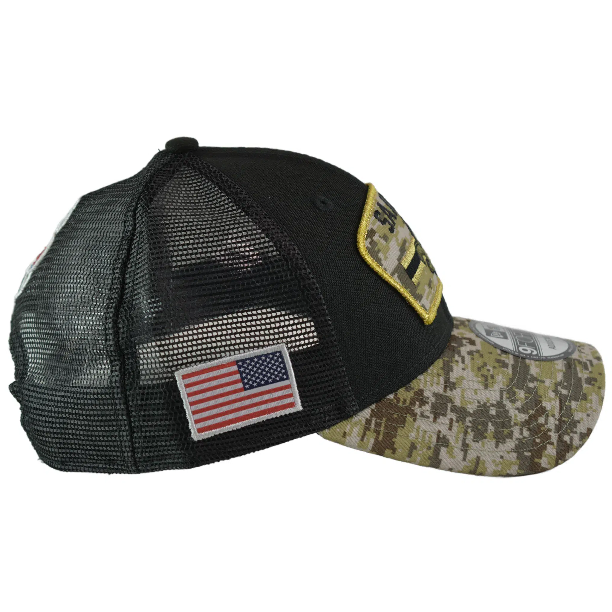 New Orleans Saints New Era 940 Salute To Service Black/Camo Mesh Back Adjustable Men's Snapback Hat