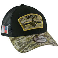 New Orleans Saints New Era 940 Salute To Service Black/Camo Mesh Back Adjustable Men's Snapback Hat